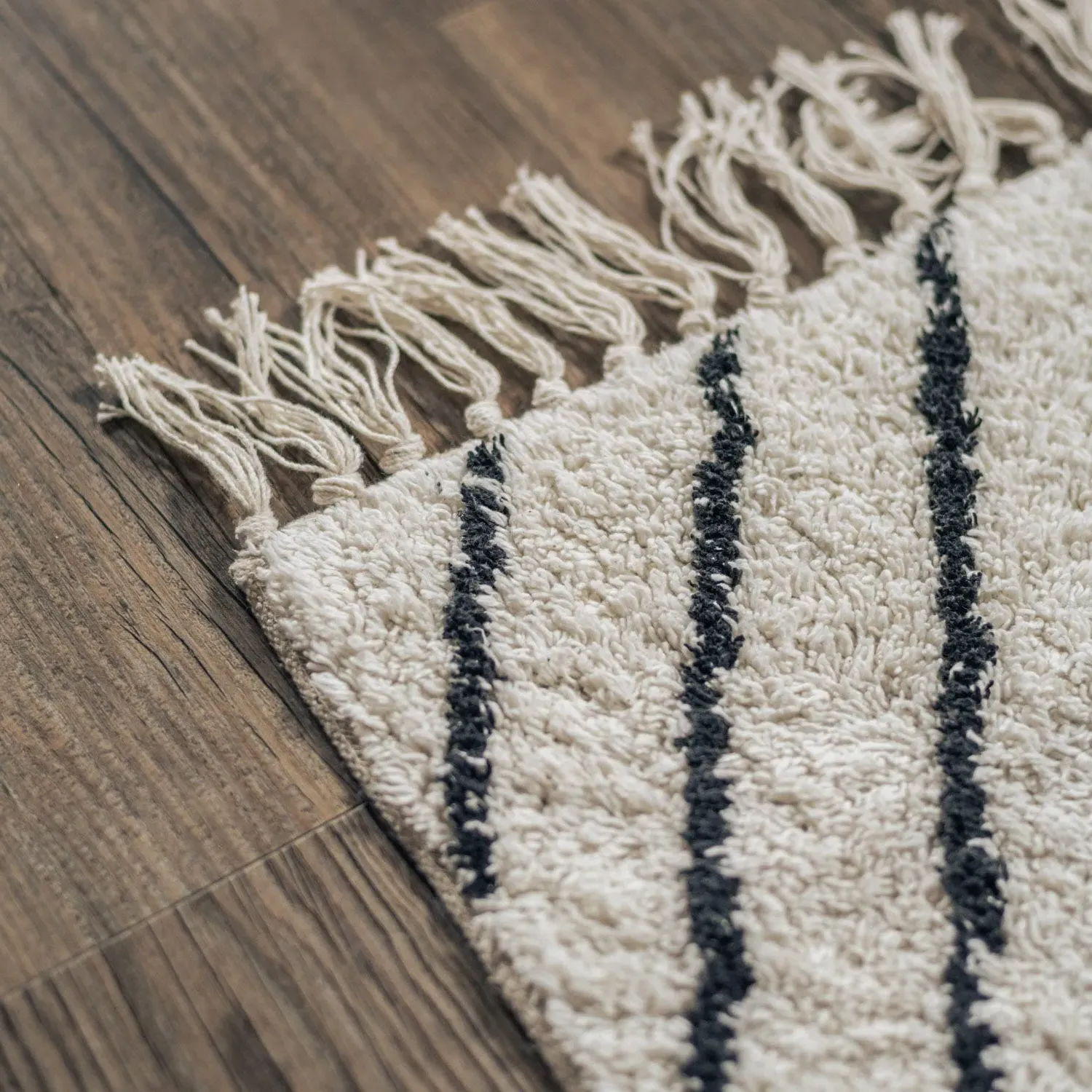 Geometric Bath Mat - Natural Black, Cotton