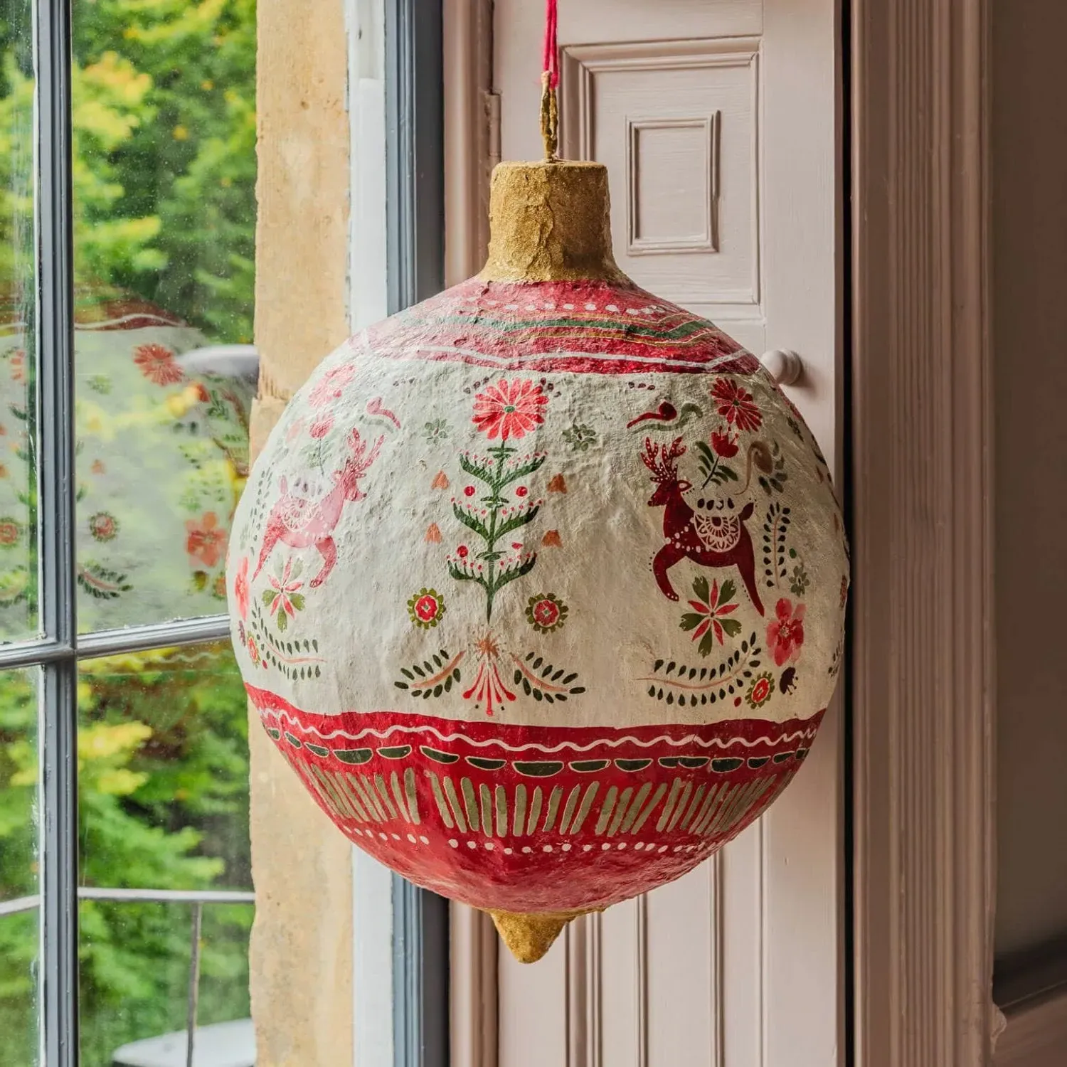Giant Folk Art Christmas Bauble - Floral image