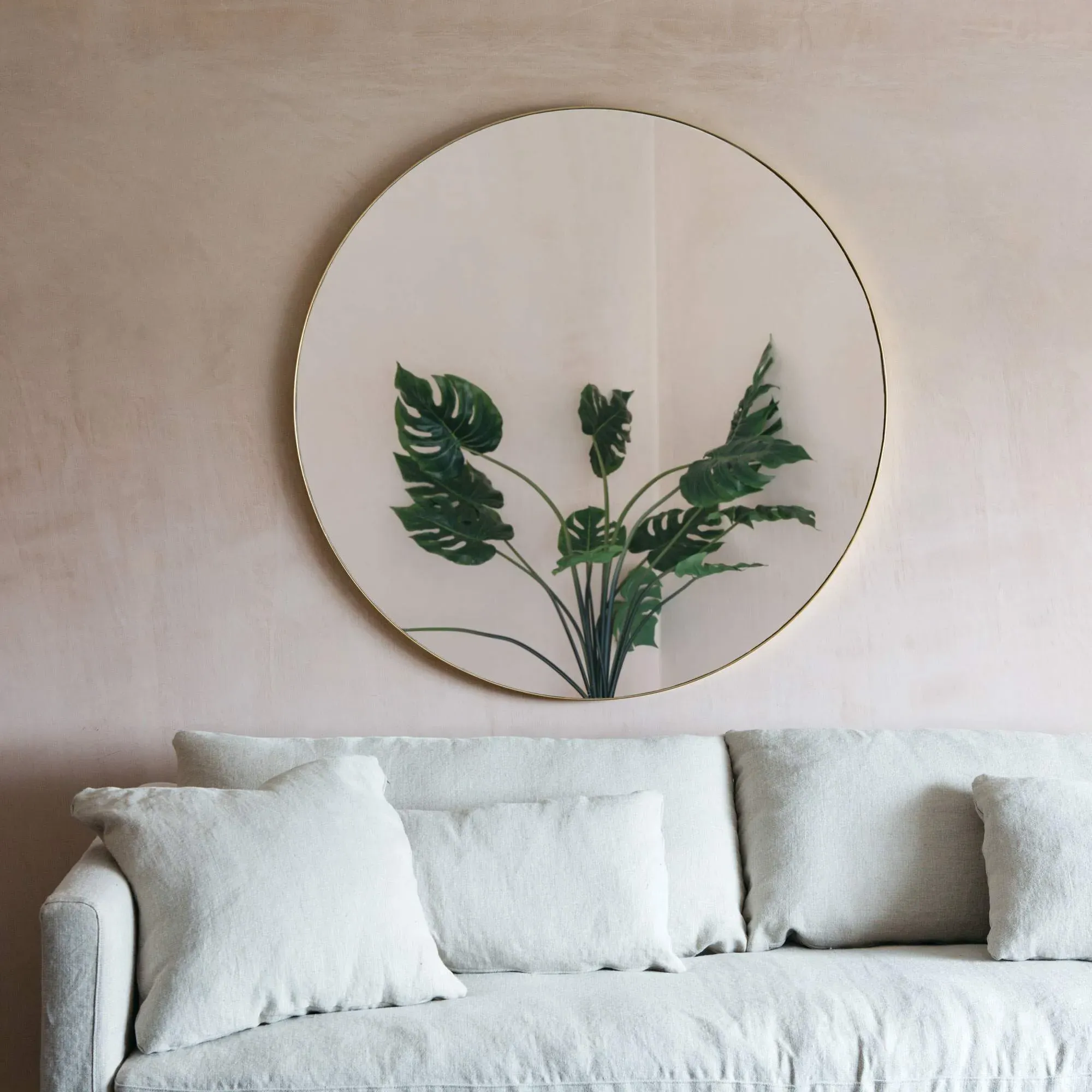 Giant Round Gold Mirror - Gold, Metal