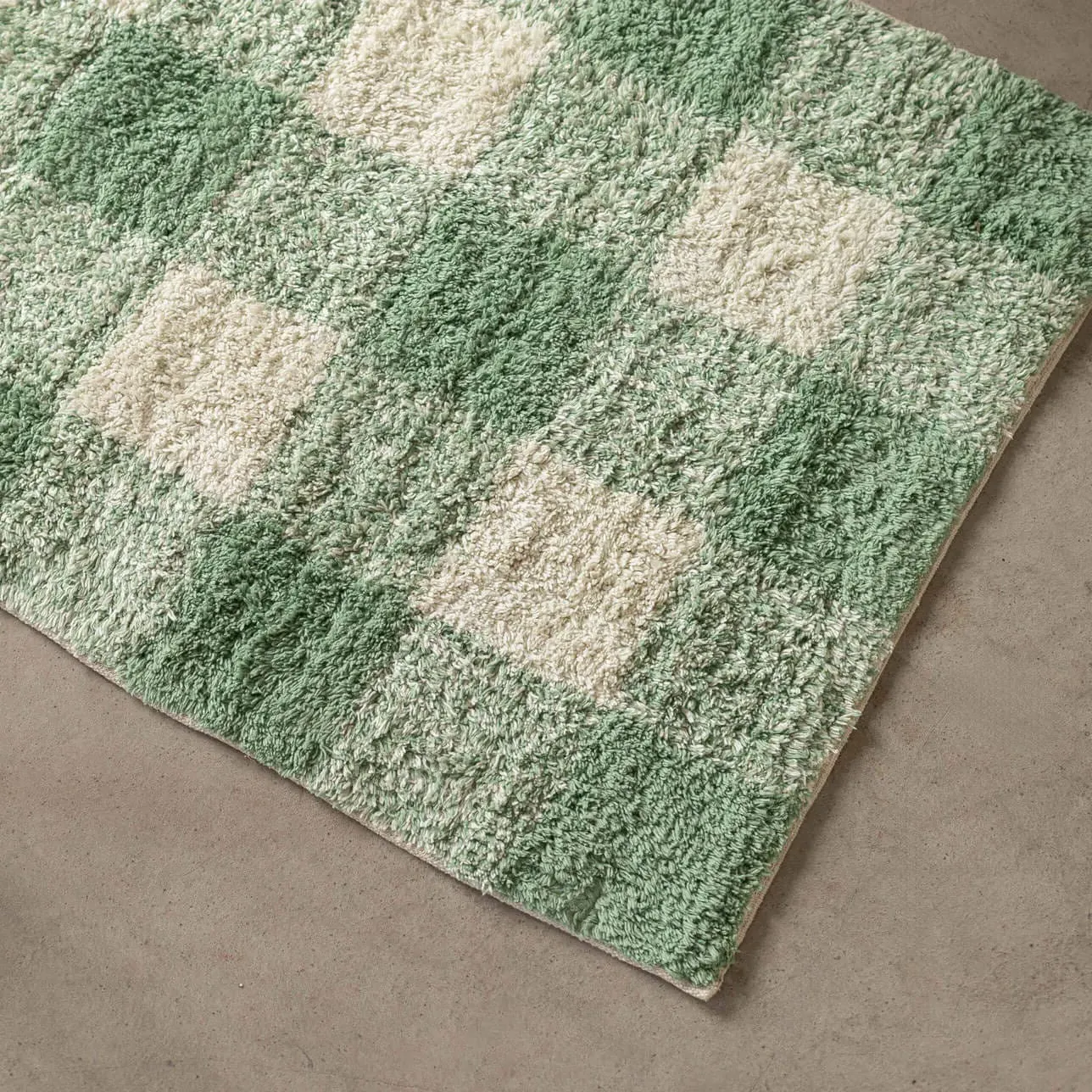 Gingham Tufted Bath Mat - Green