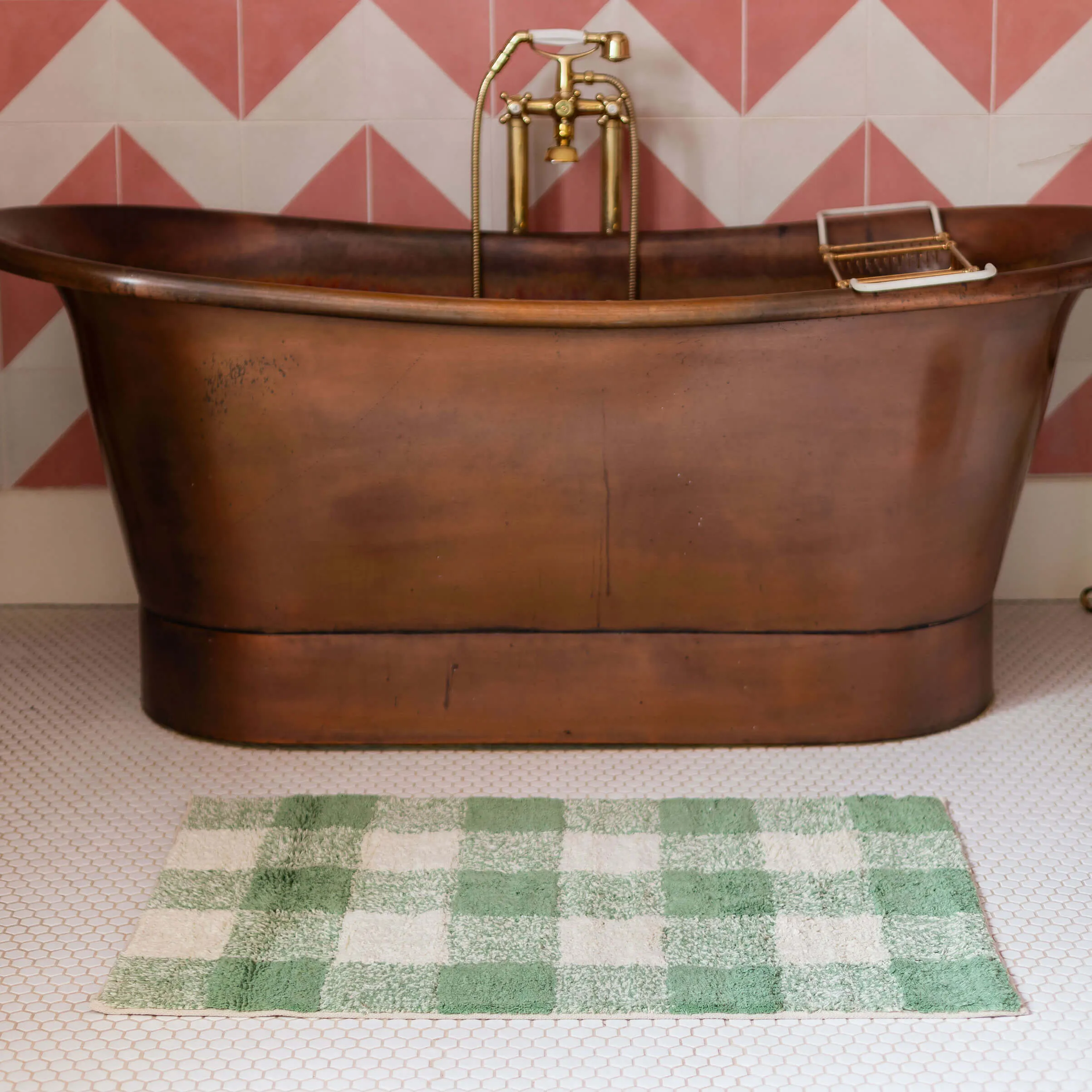 Gingham Tufted Bath Mat - Green