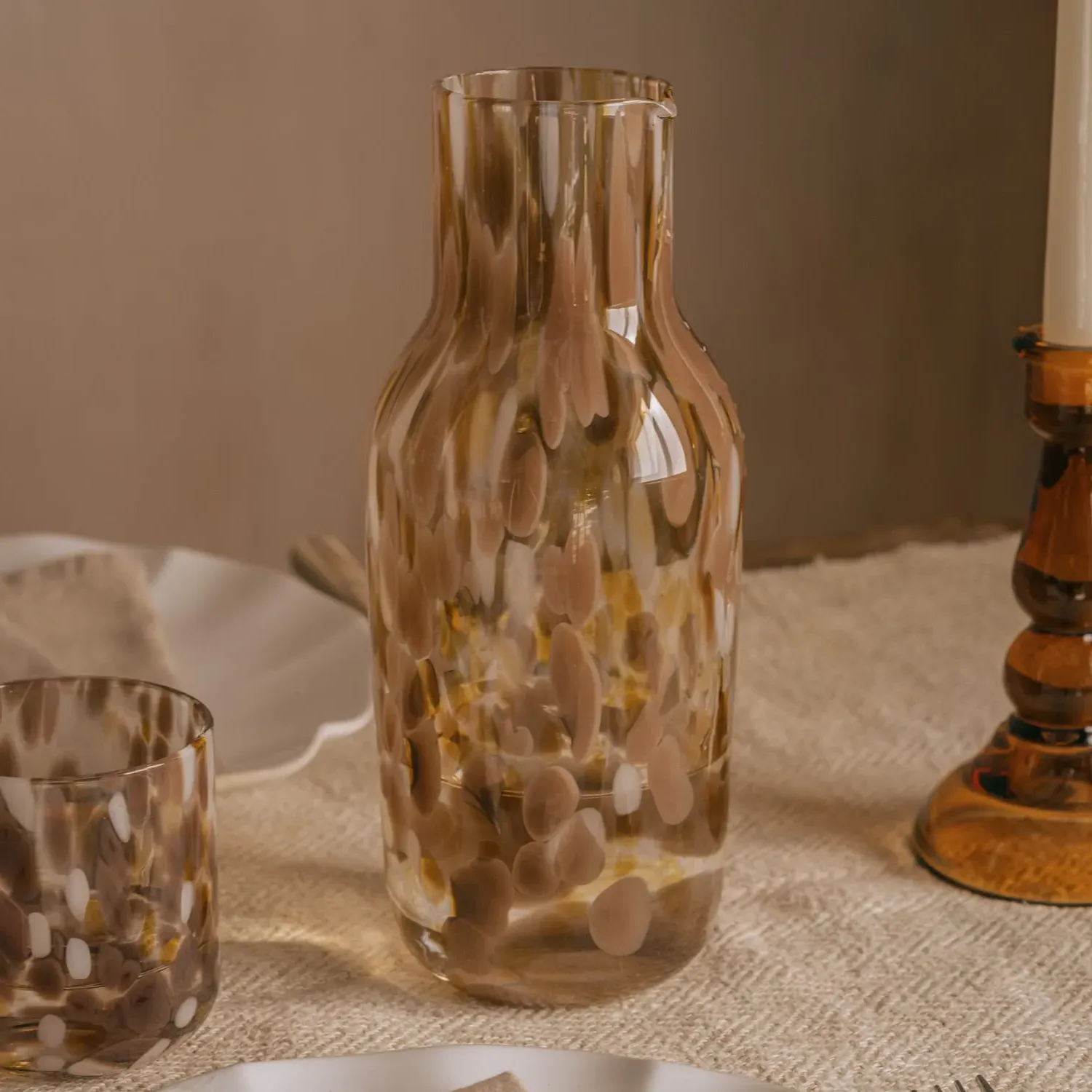 Giraffe Speckle Carafe and Tumbler Set - Glass