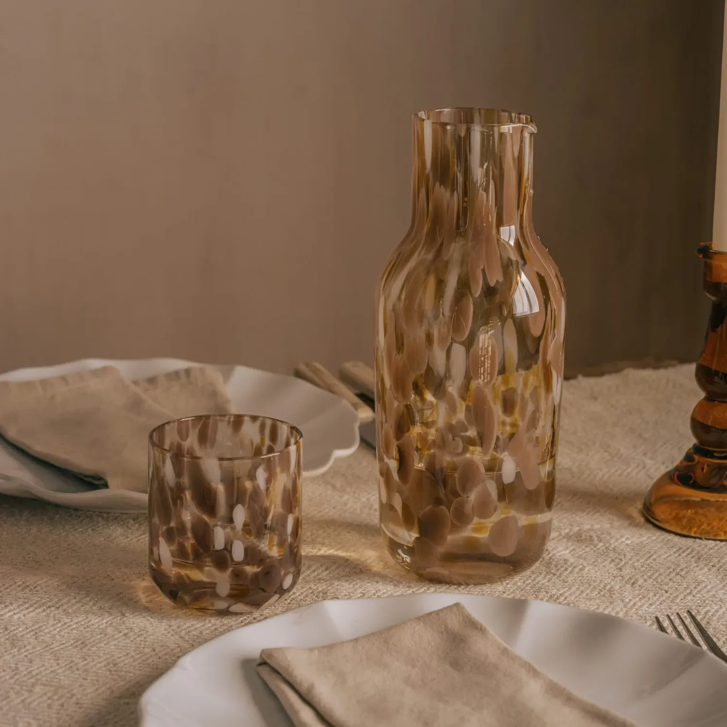 Giraffe Speckle Carafe and Tumbler Set - Glass image