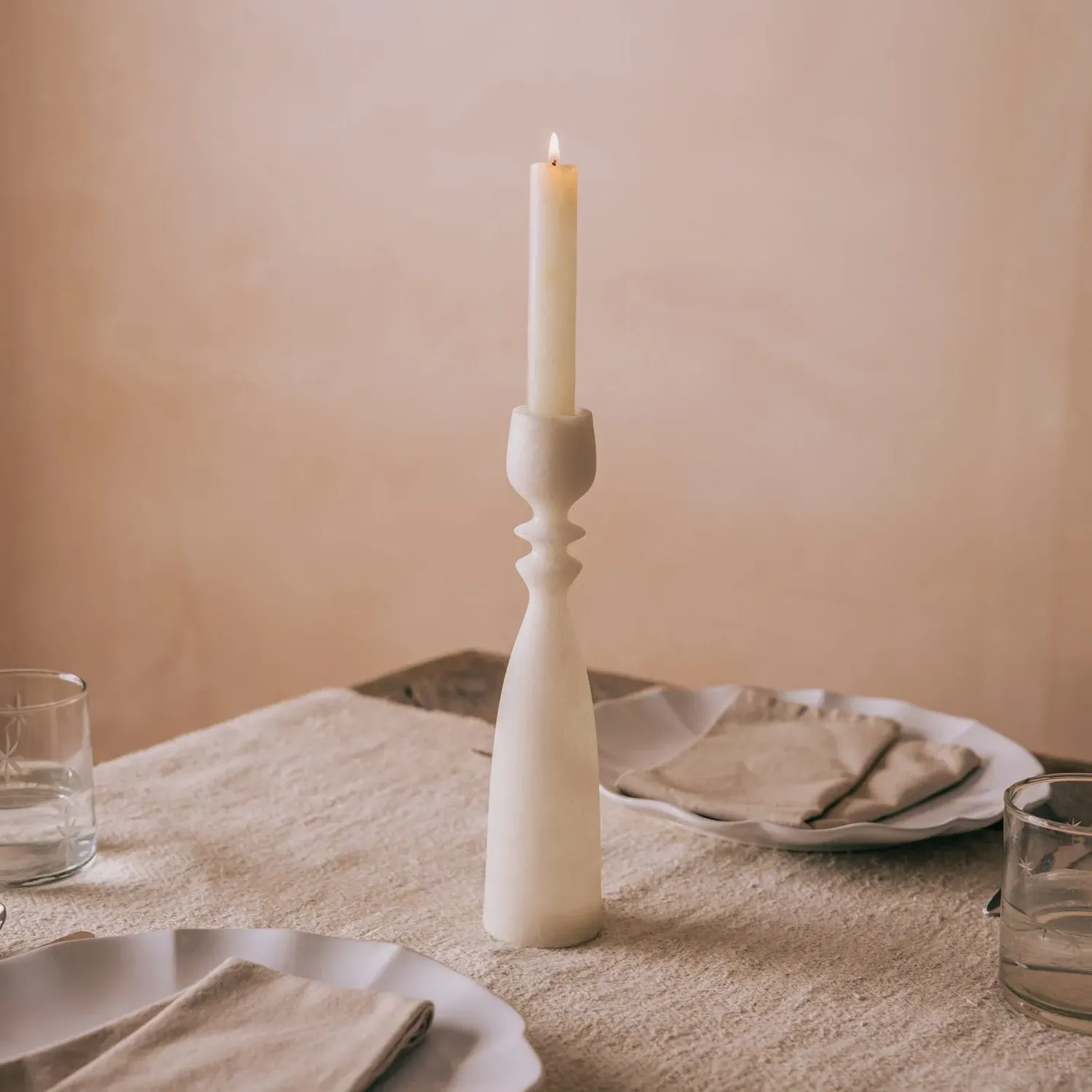 Giuliana Tall Candle Holder - Resin Stone Powder image