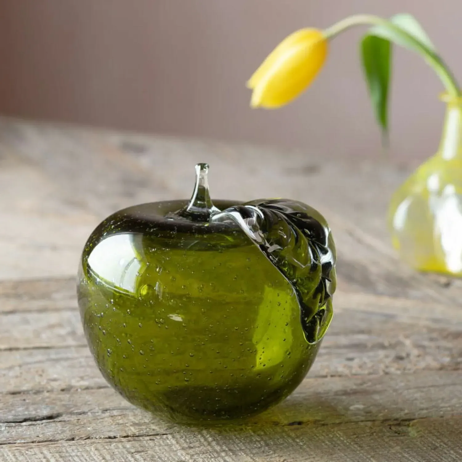Glass Apple Ornament - Green