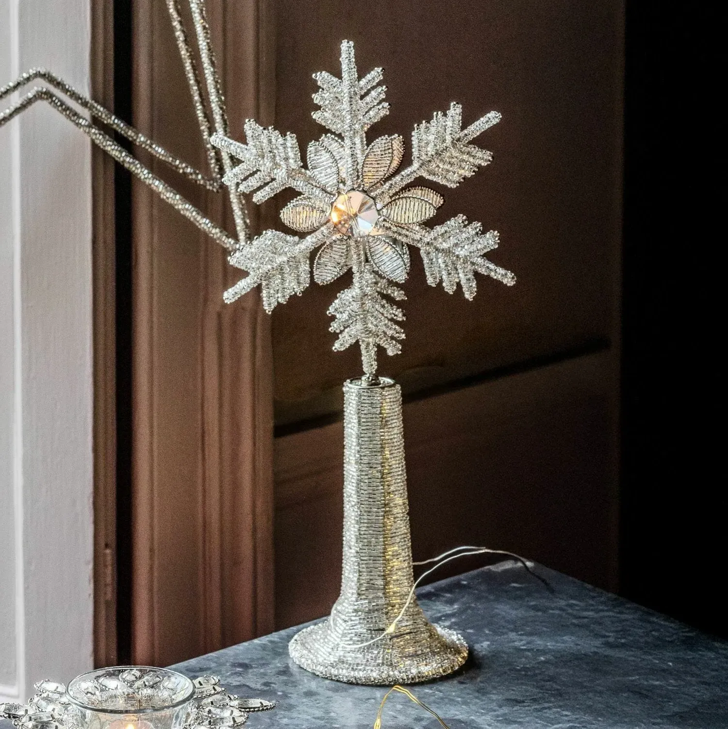 Glass Beaded Christmas Snowflake Ornament
