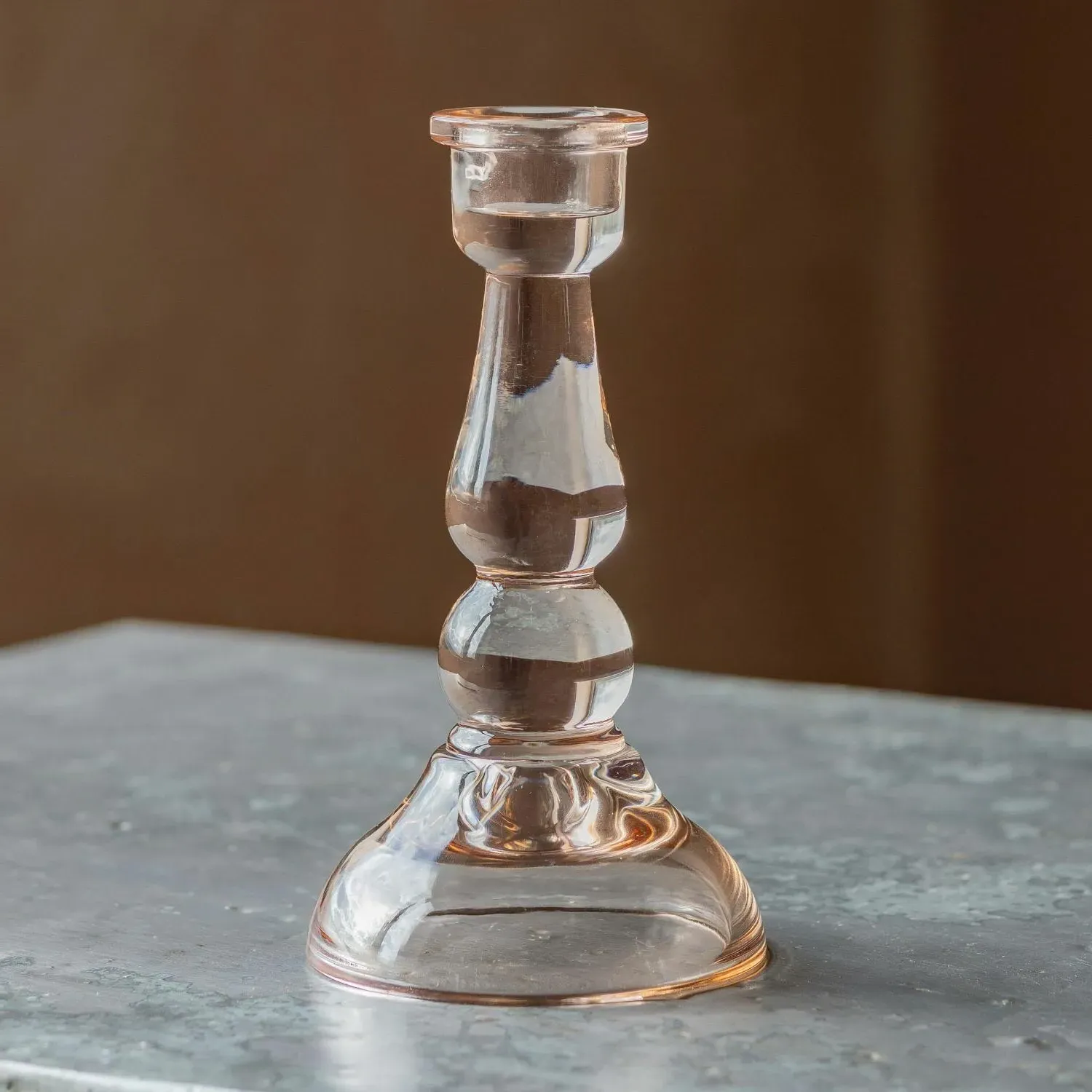 Glass Candle Holder - Pink