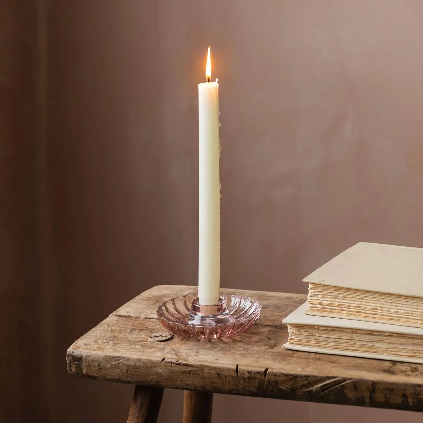 Glass Candle Holder - Pink