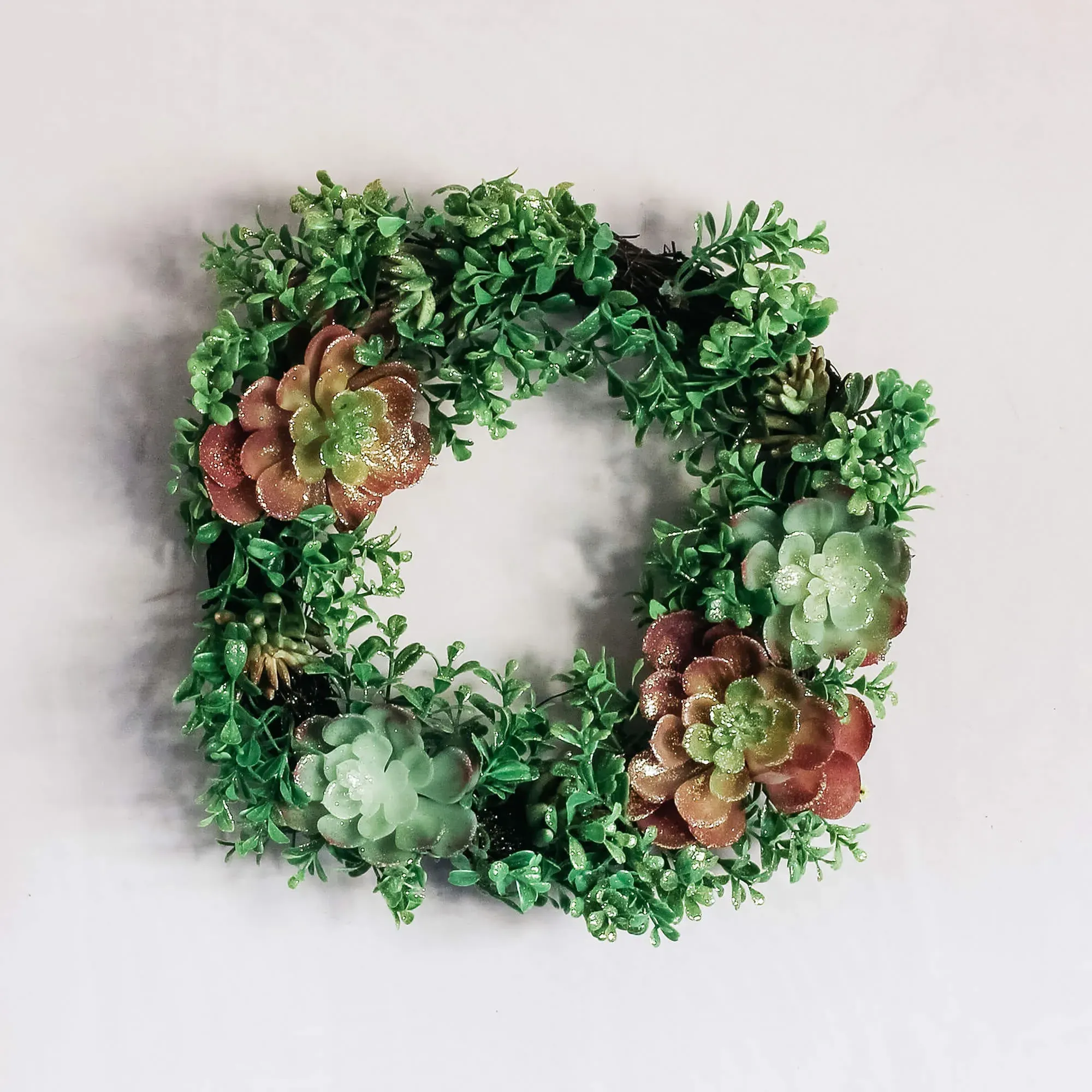 Glittered Succulent Wreath - Green image