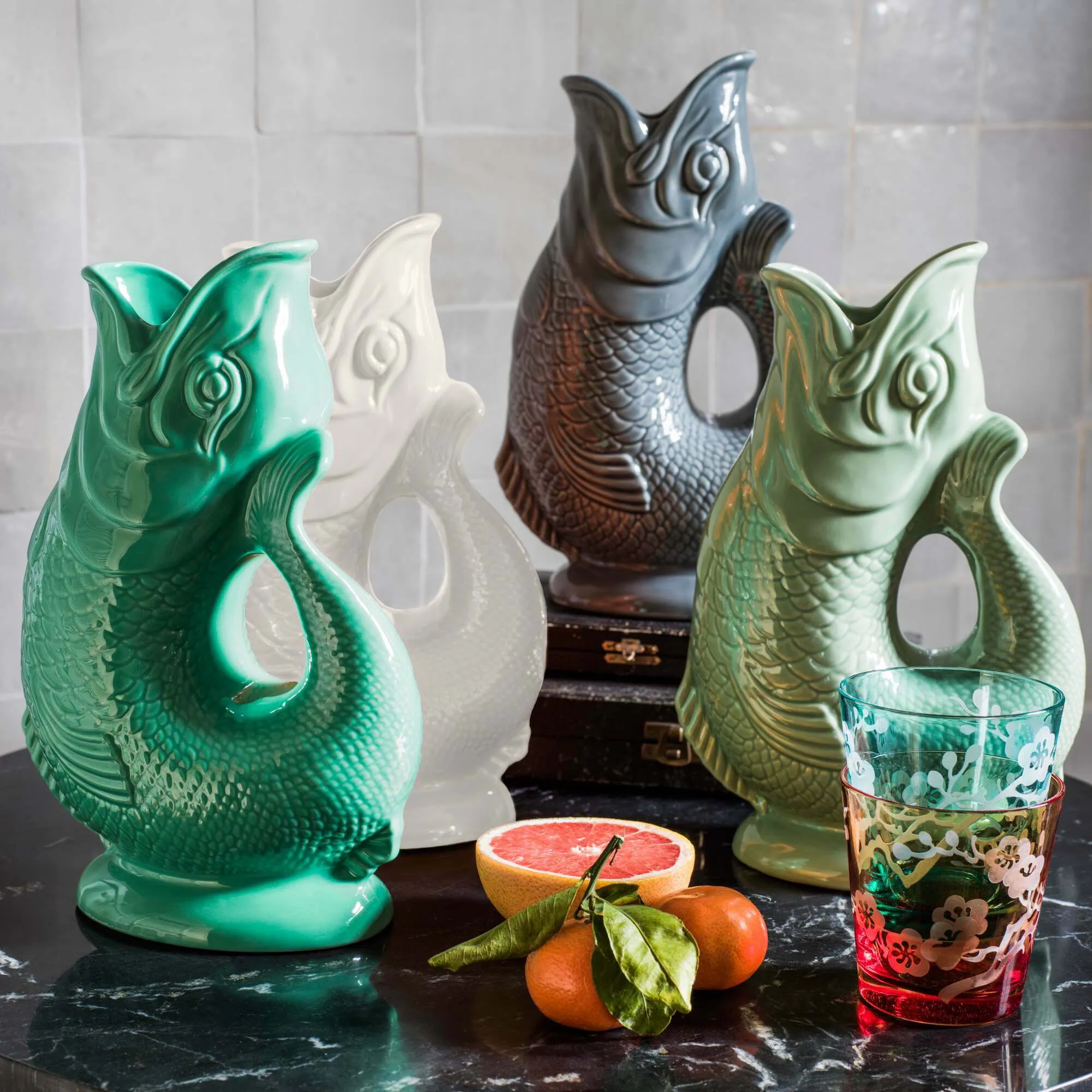 Gluggle Fish-Shaped Jug - Grey, Ceramic