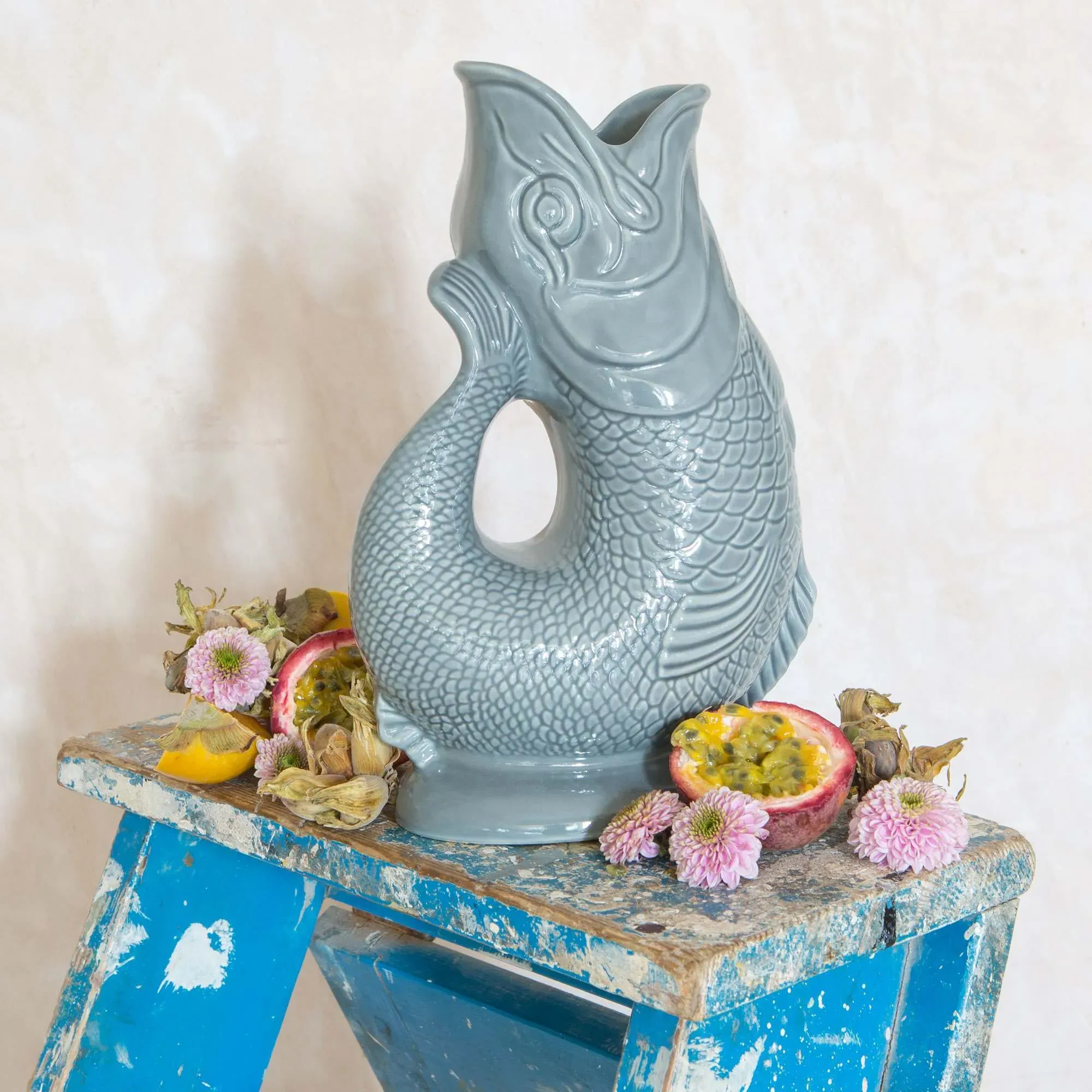 Gluggle Fish-Shaped Jug - Grey, Ceramic