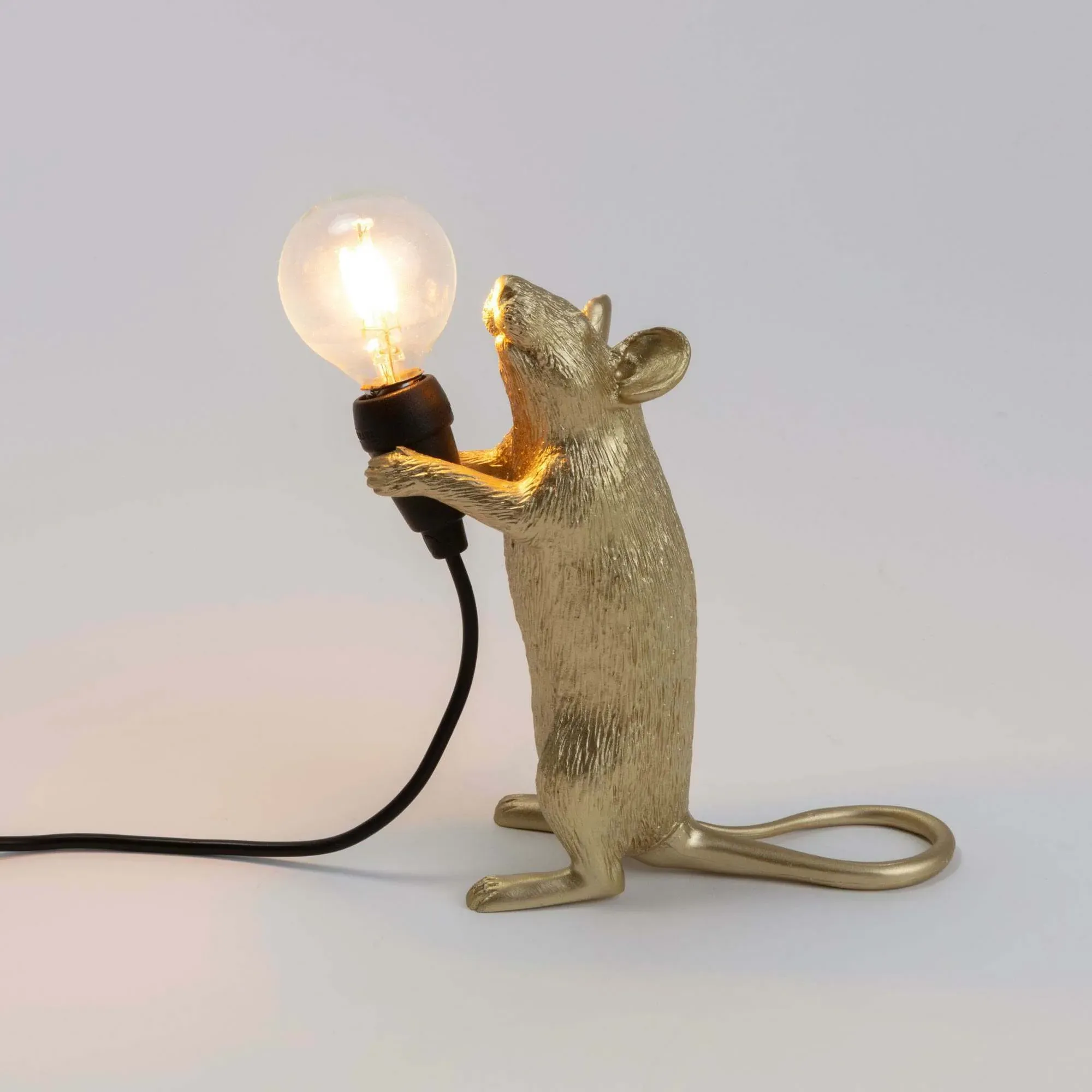 Gold Lying Mouse Lamp - Resin