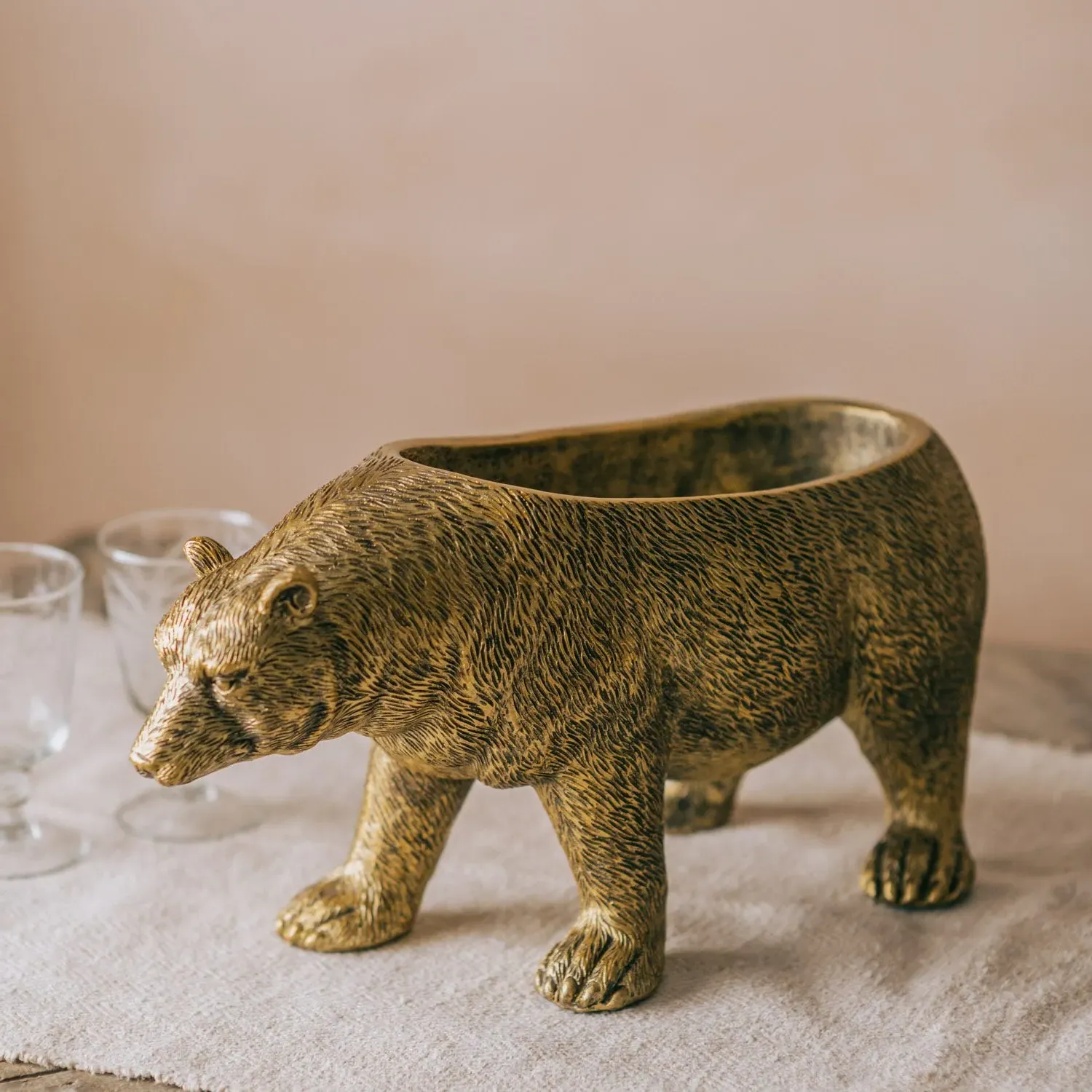 Golden Bear Ice Bucket - Gold, Resin
