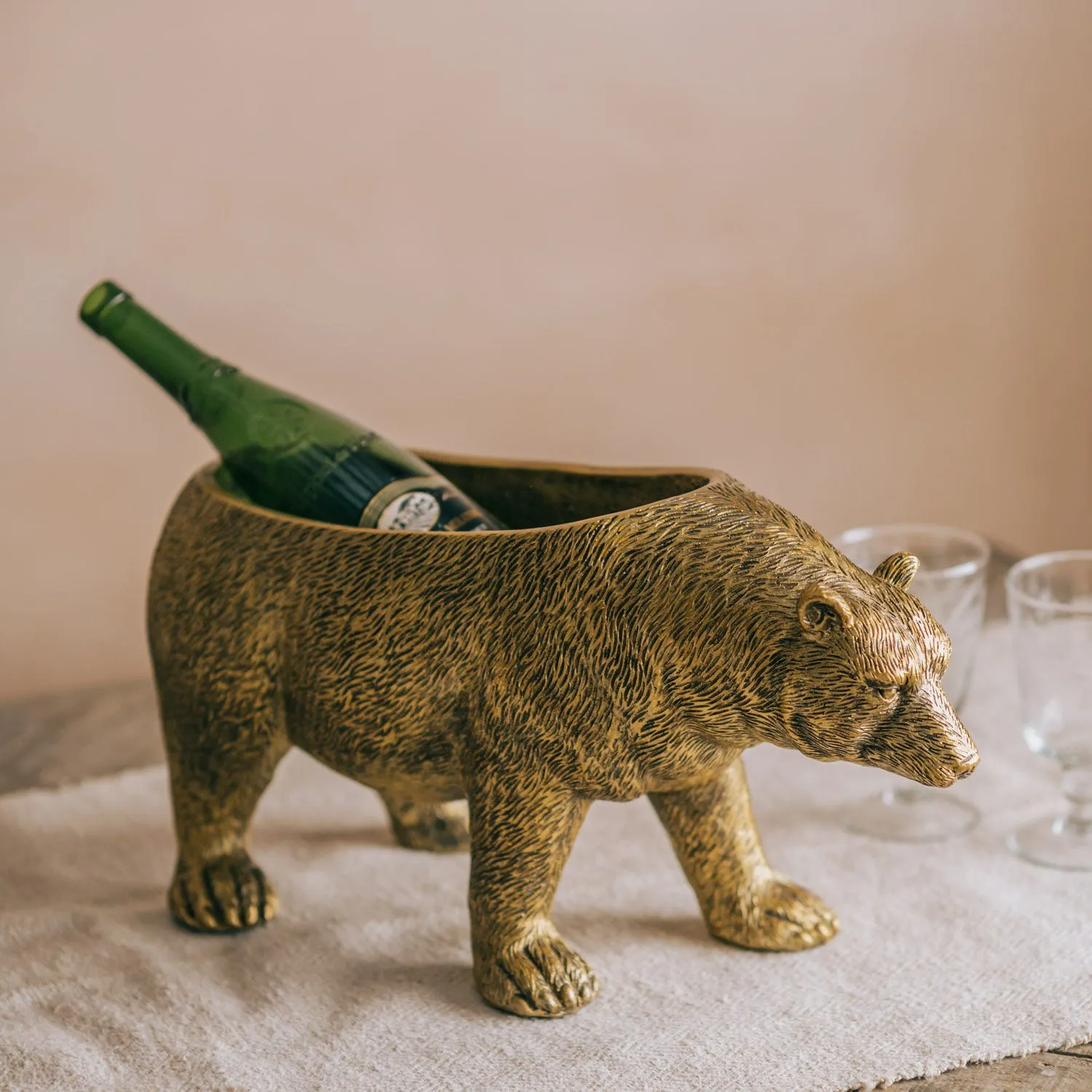 Golden Bear Ice Bucket - Gold, Resin
