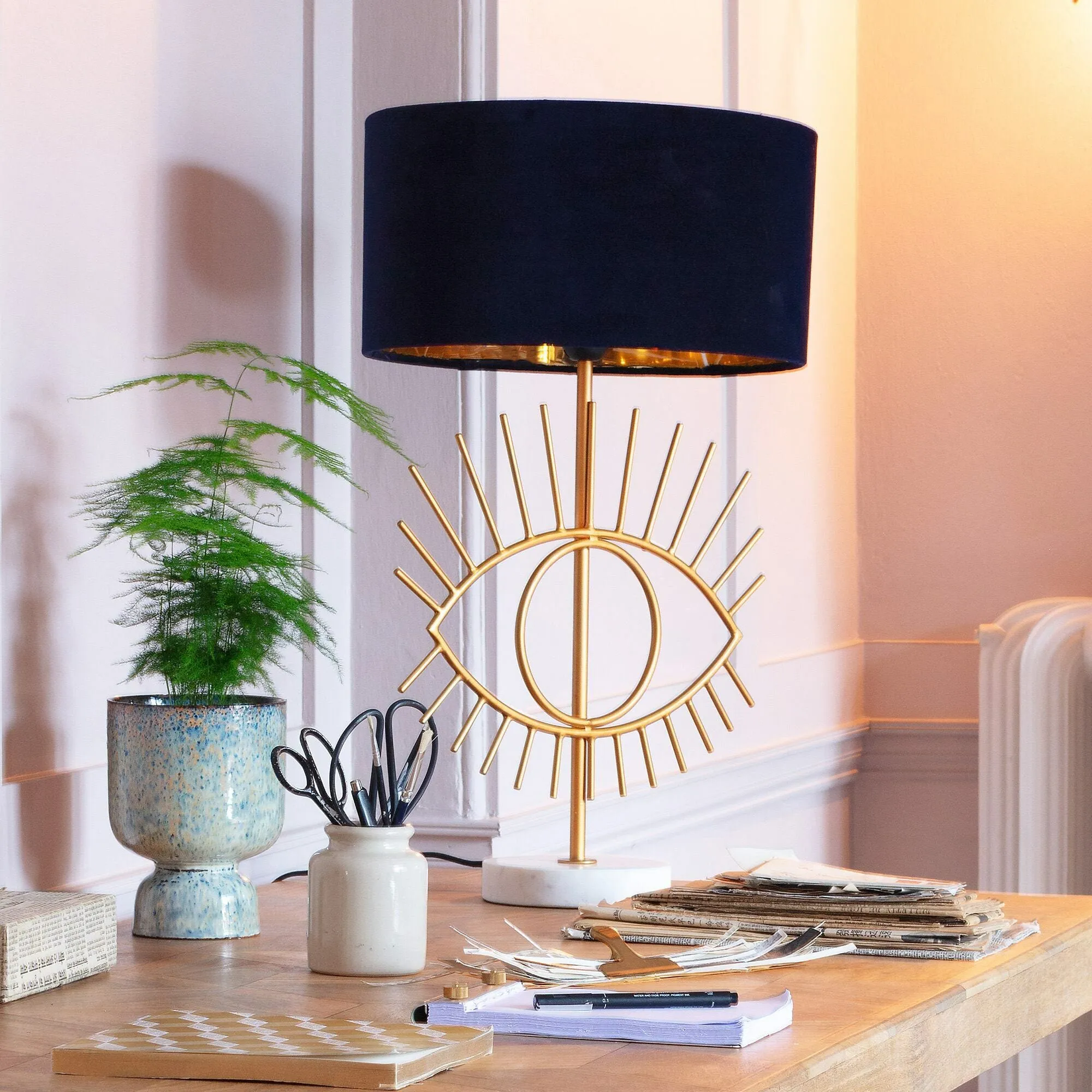Golden Eye Table Lamp - Gold, Marble image