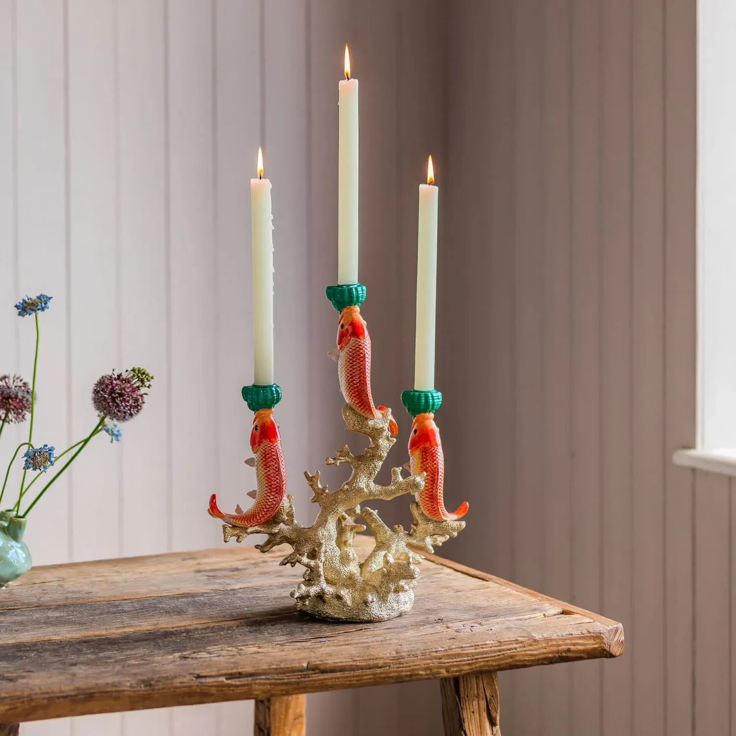 Goldfish on Coral Candelabra - Gold