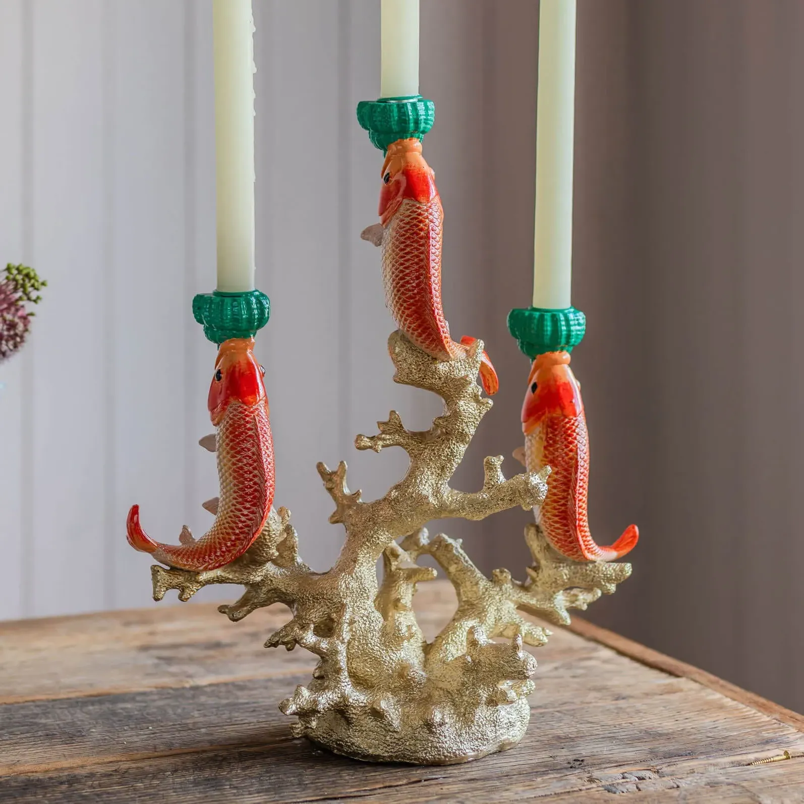 Goldfish on Coral Candelabra - Gold