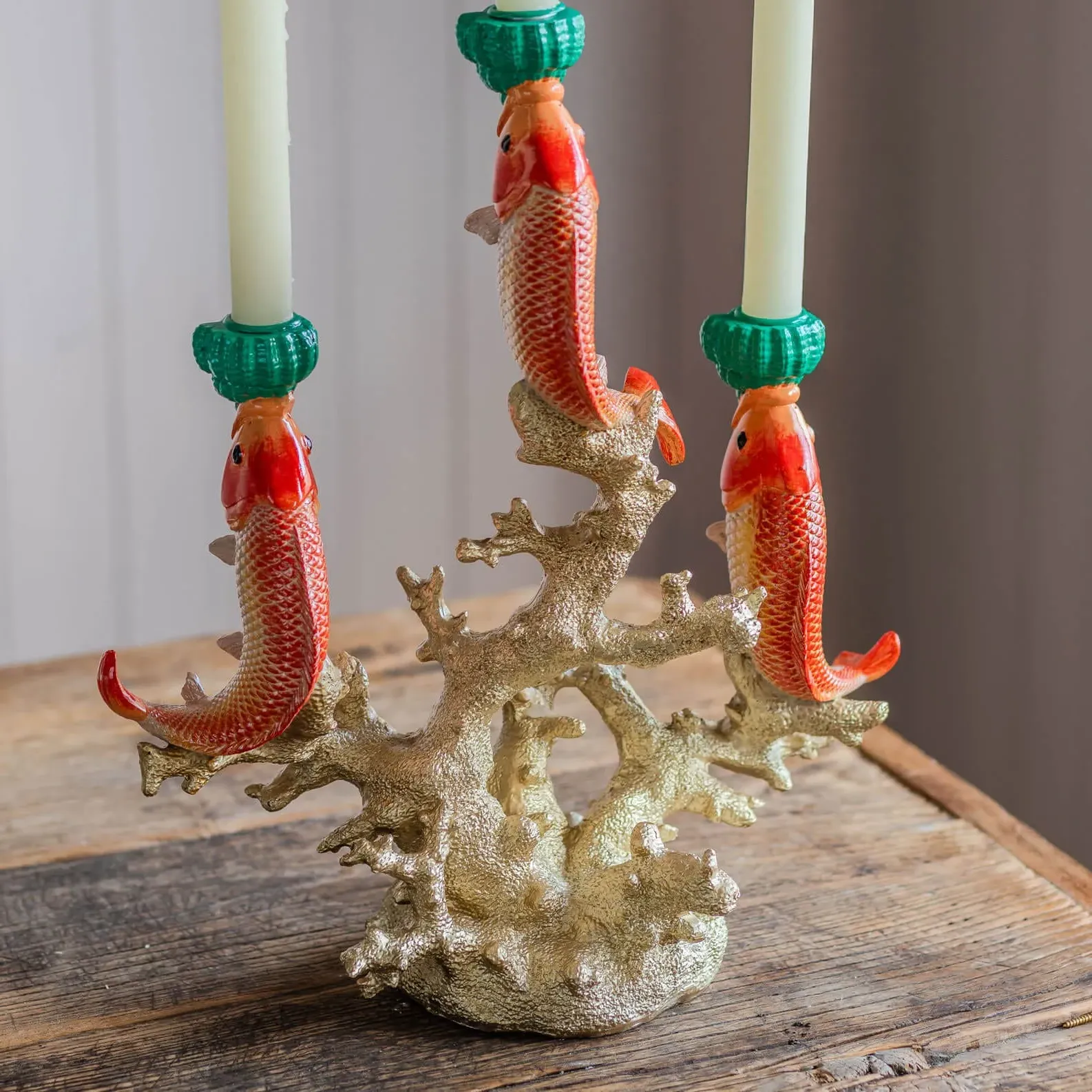 Goldfish on Coral Candelabra - Gold