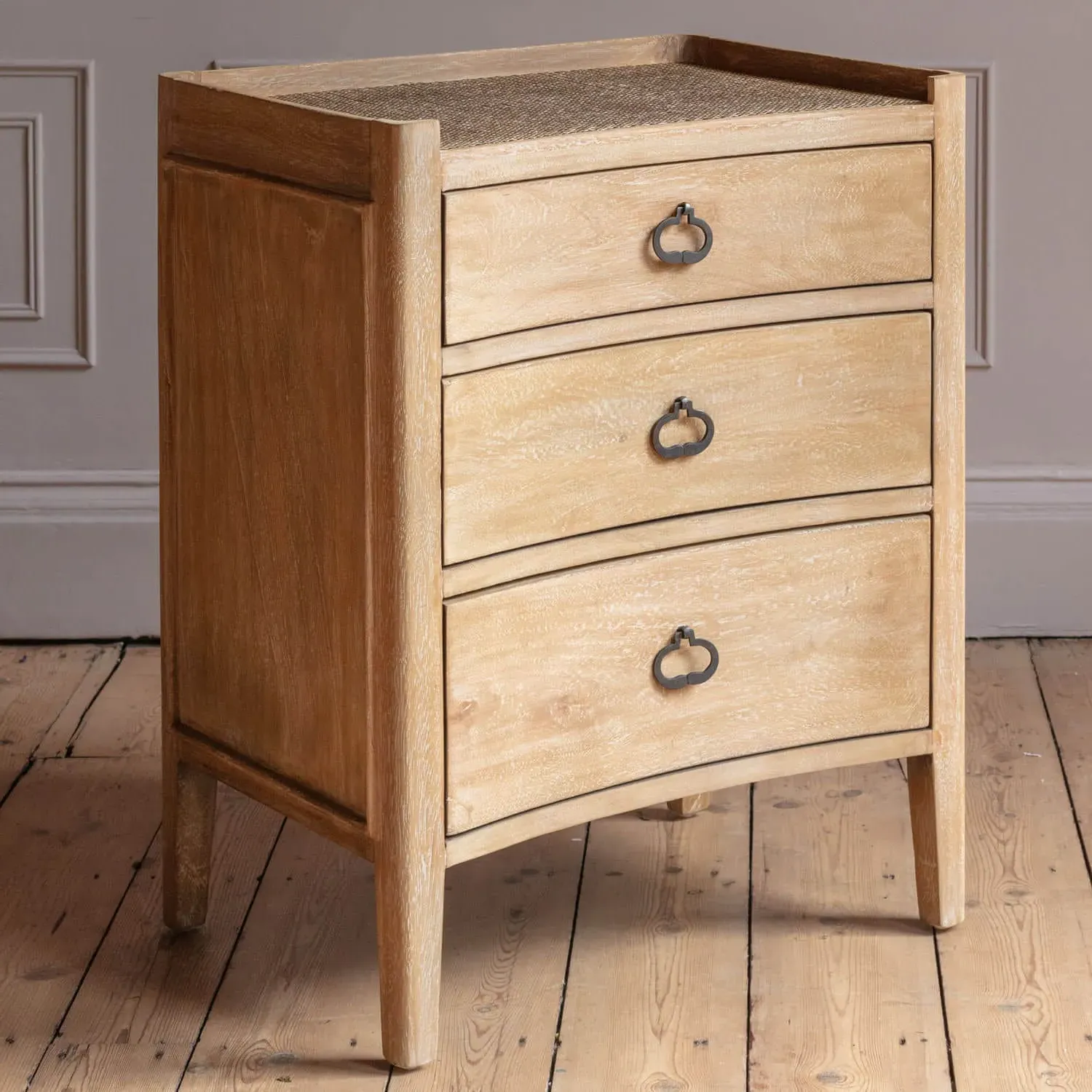Gracie Bedside Table - Bayur Wood, Wicker