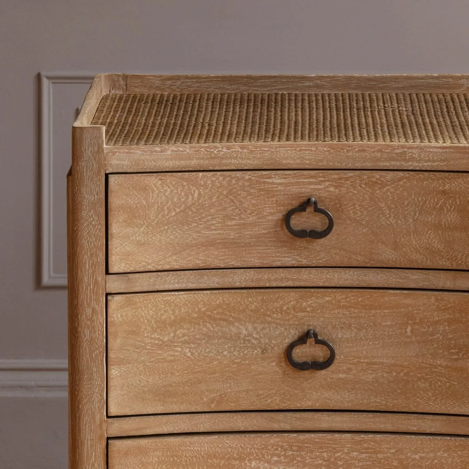 Gracie Bedside Table - Bayur Wood, Wicker