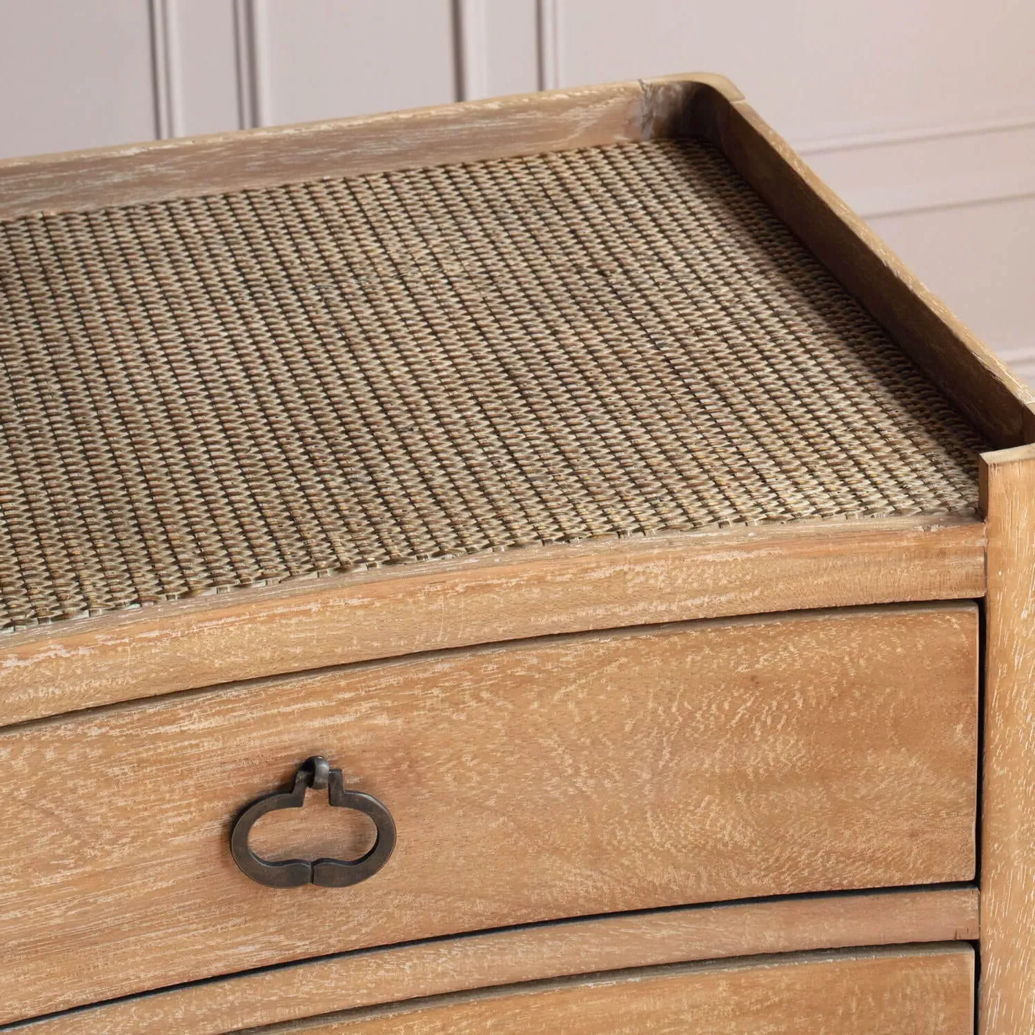 Gracie Bedside Table - Bayur Wood, Wicker