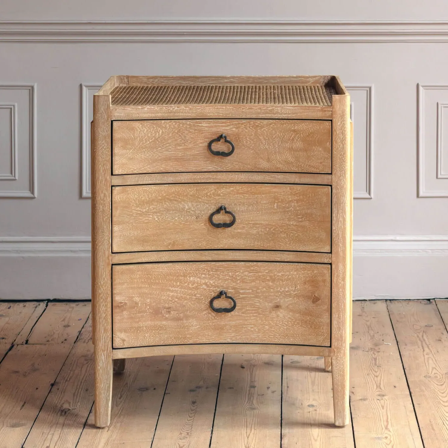 Gracie Bedside Table - Bayur Wood, Wicker image