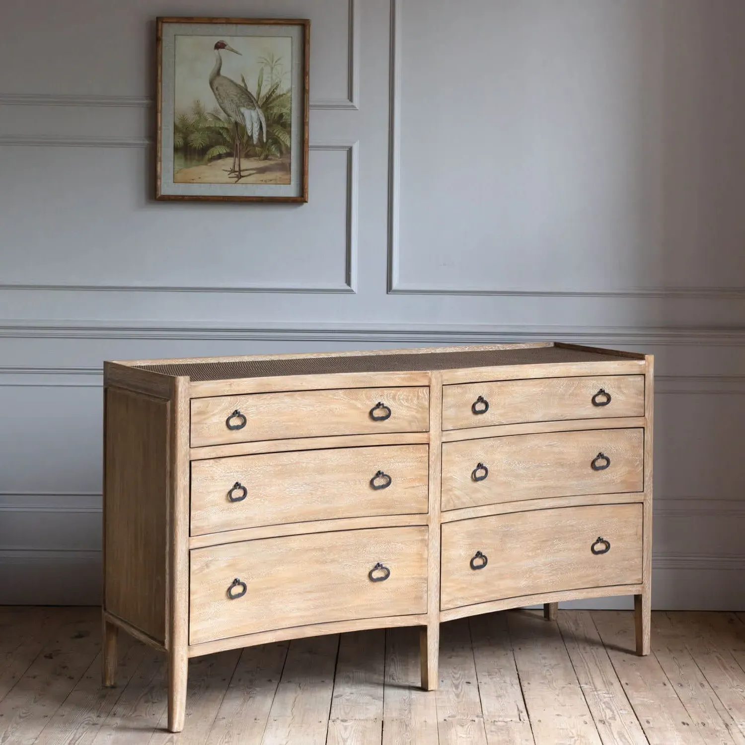 Gracie Double Chest of Drawers - Bayur Wood, Wicker Rattan