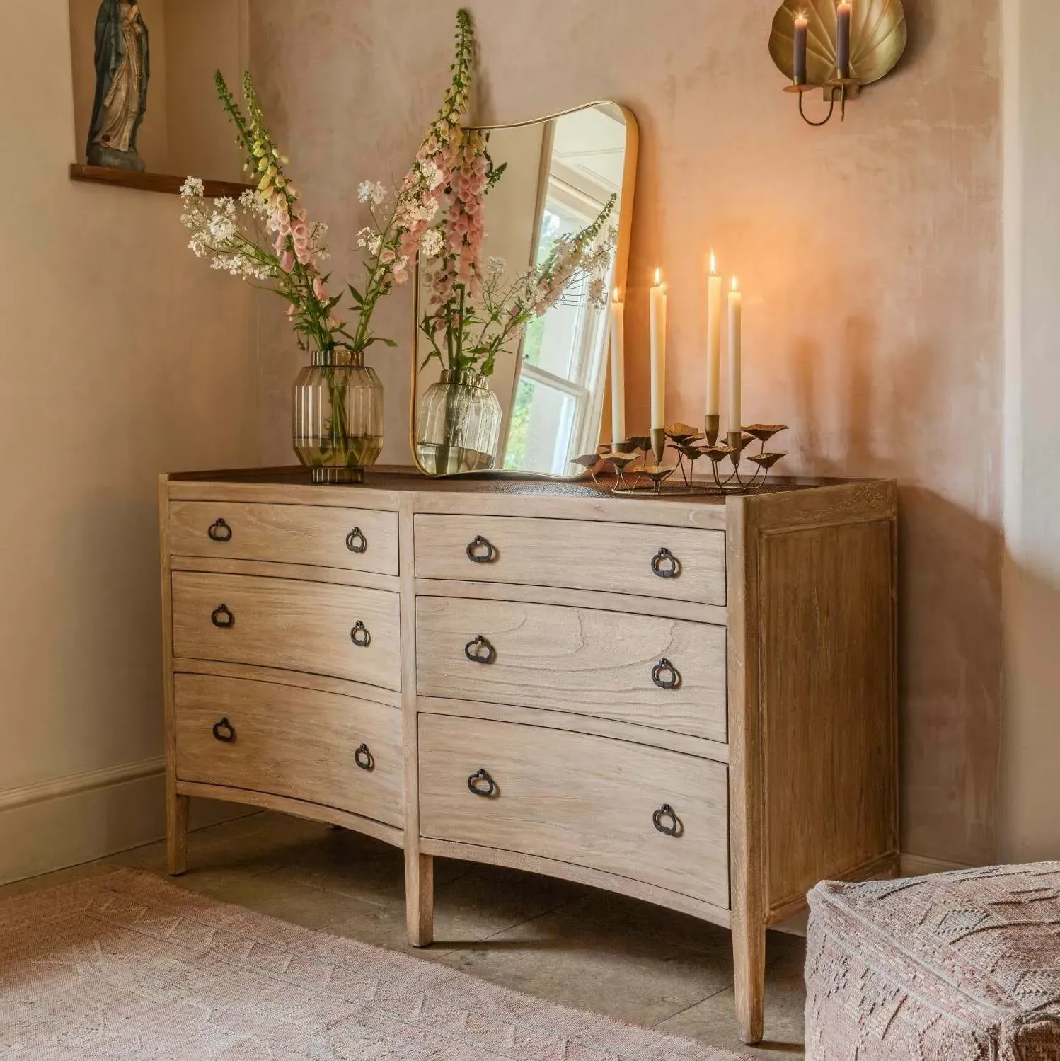 Gracie Double Chest of Drawers - Bayur Wood, Wicker Rattan