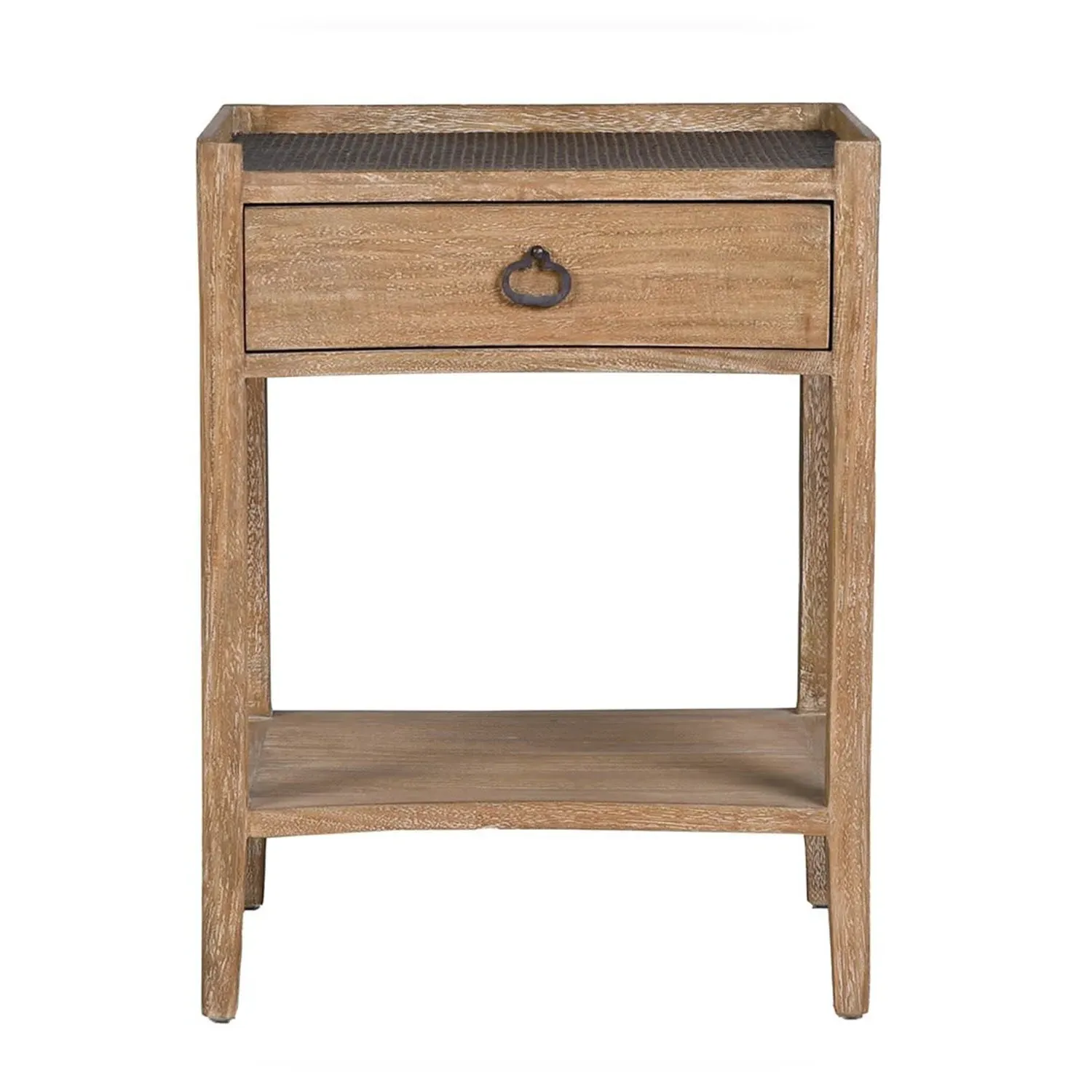 Gracie One Drawer Side Table - Bayur Wood, Rattan