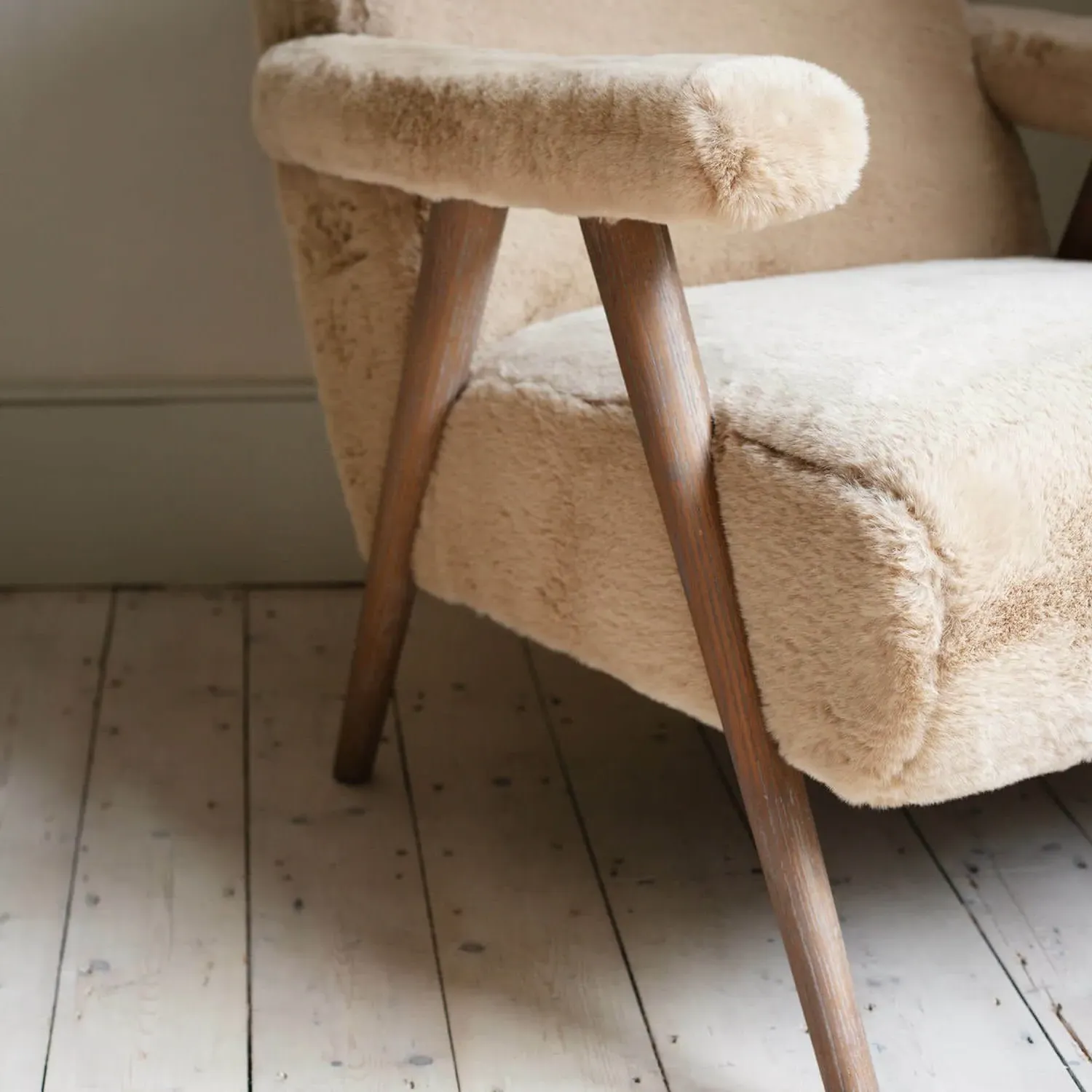 Grayson Faux Sheepskin Chair - Oak
