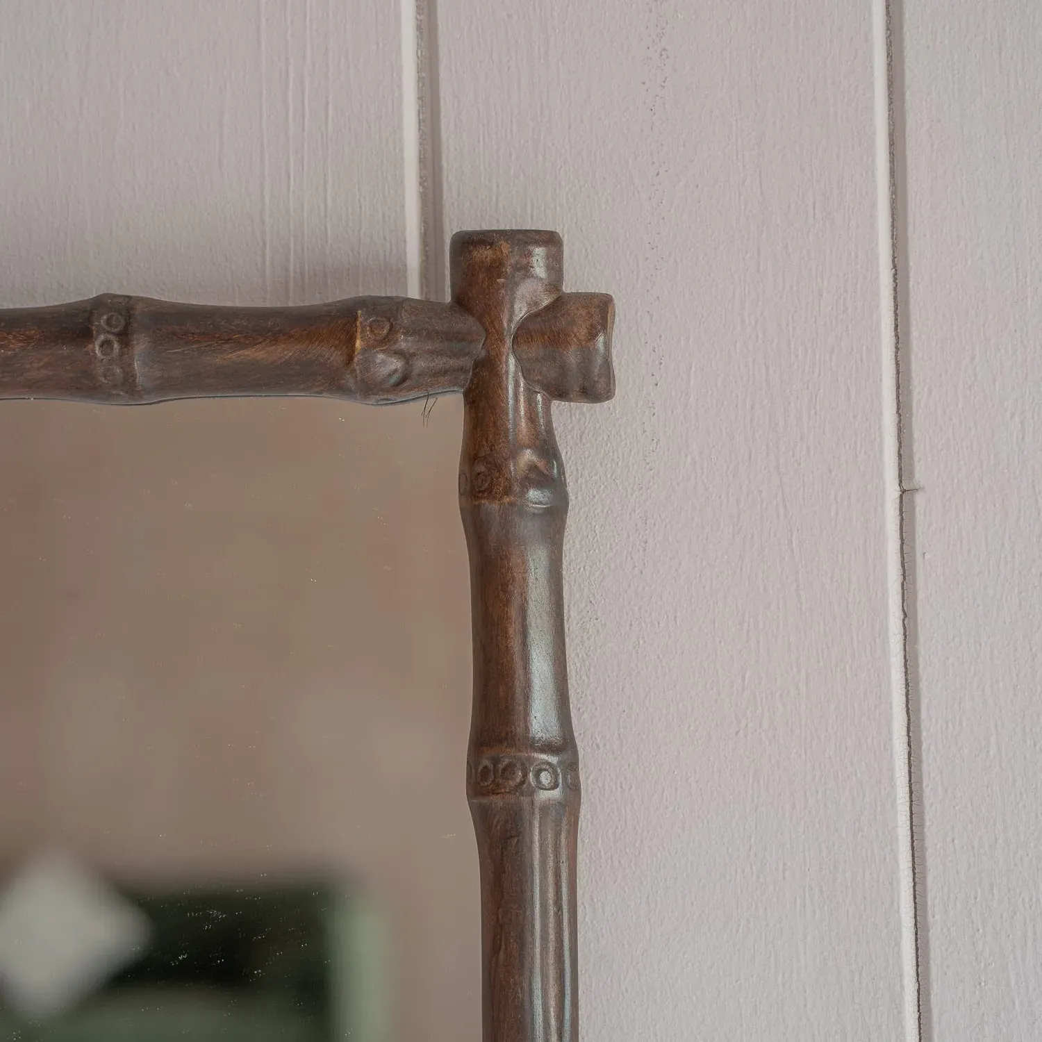 Hazel Bamboo Wall Mirror - Dark Wood, Resin