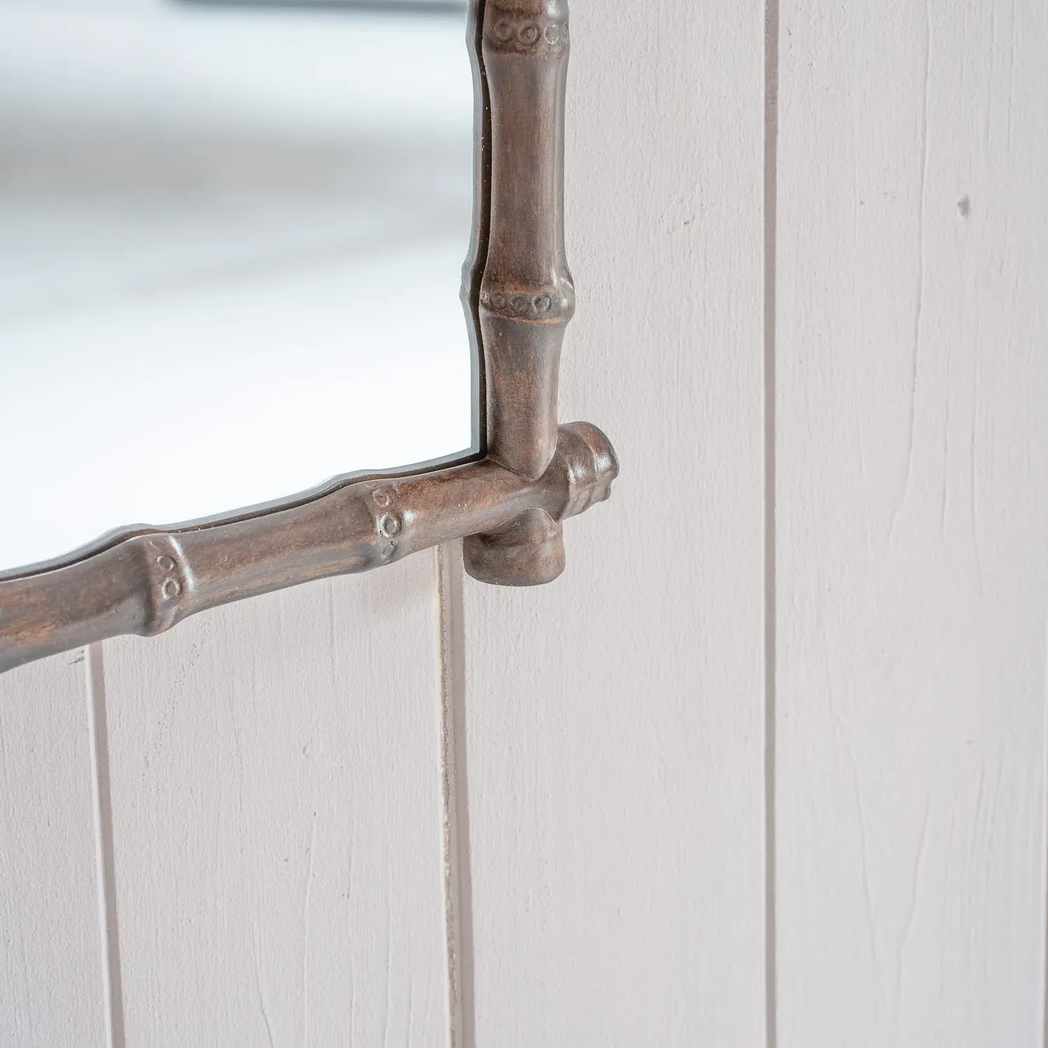 Hazel Bamboo Wall Mirror - Dark Wood, Resin