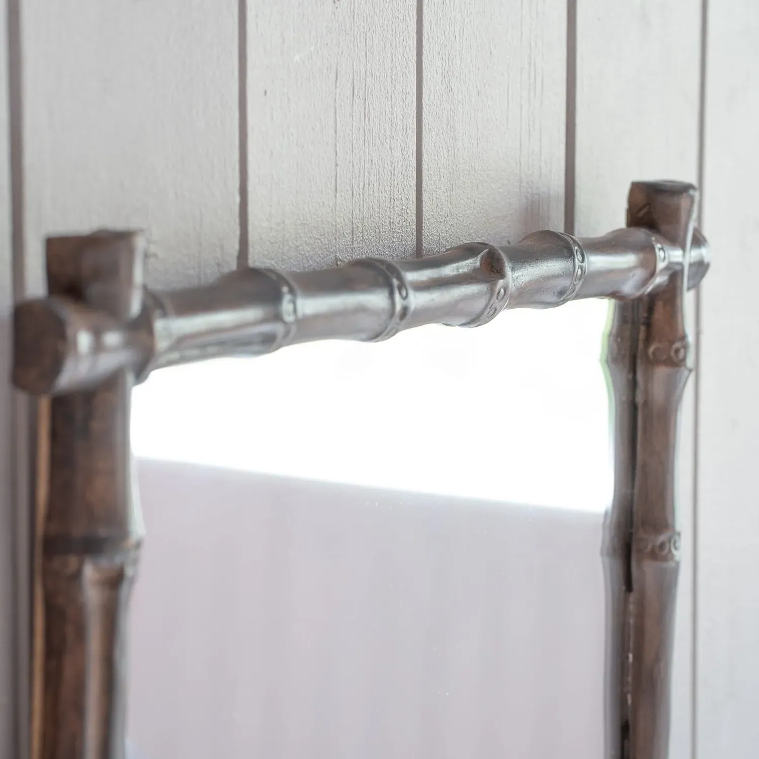 Hazel Bamboo Wall Mirror - Dark Wood, Resin