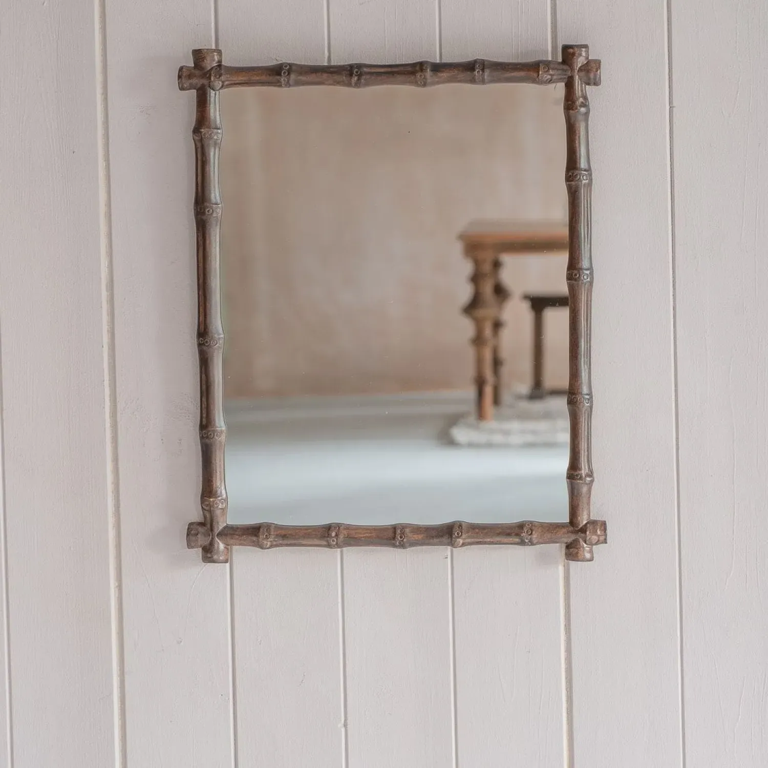 Hazel Bamboo Wall Mirror - Dark Wood, Resin
