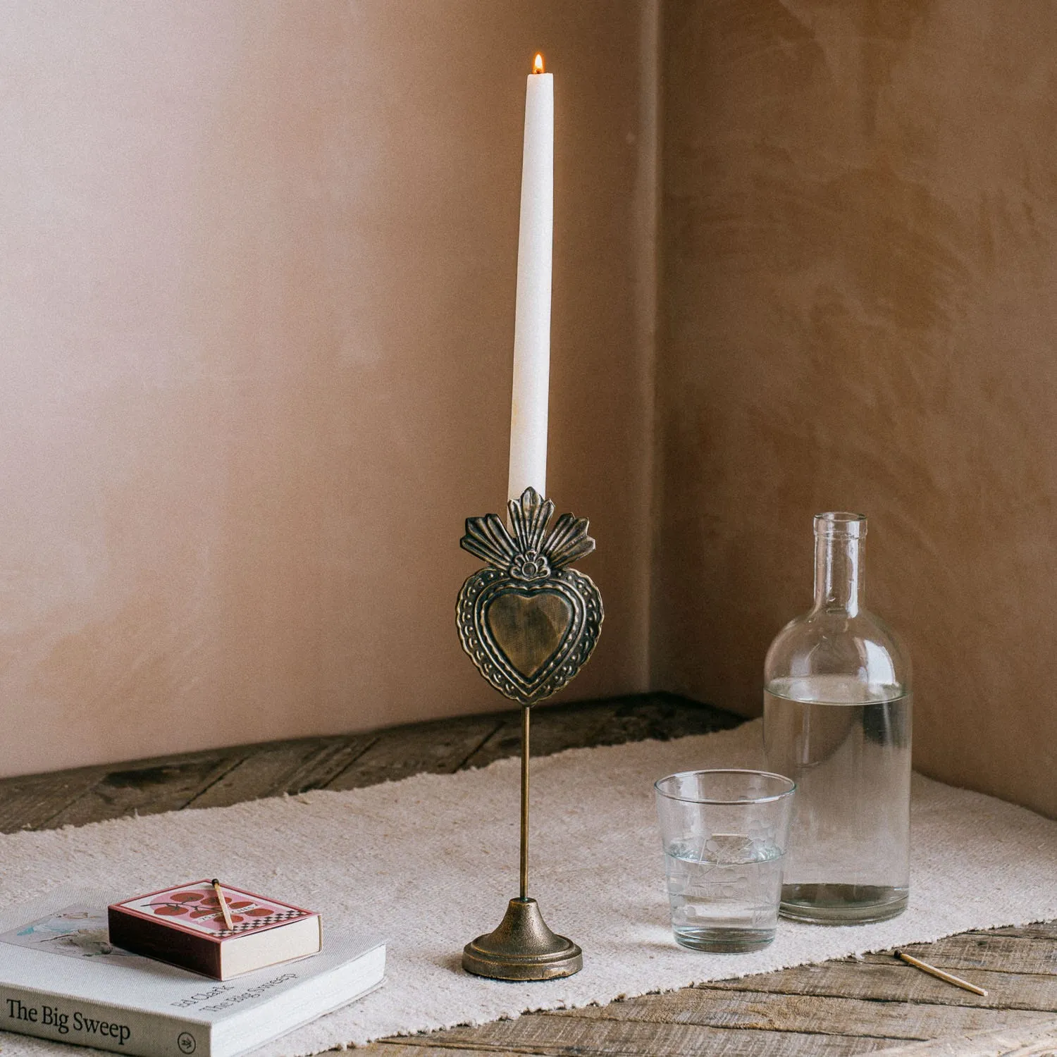 Heart Candle Holder - Antiqued Brass, Metal image
