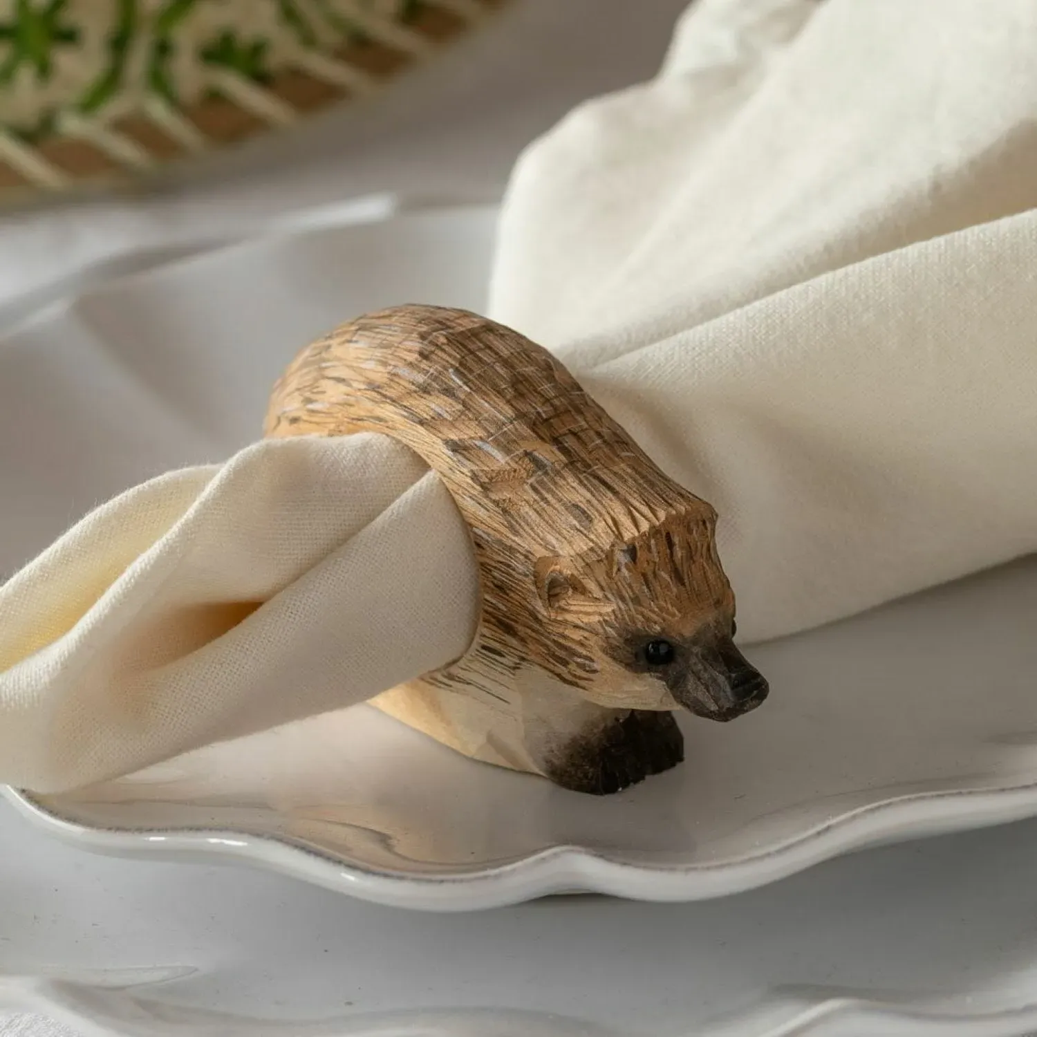 Hedgehog Napkin Ring - Wood image