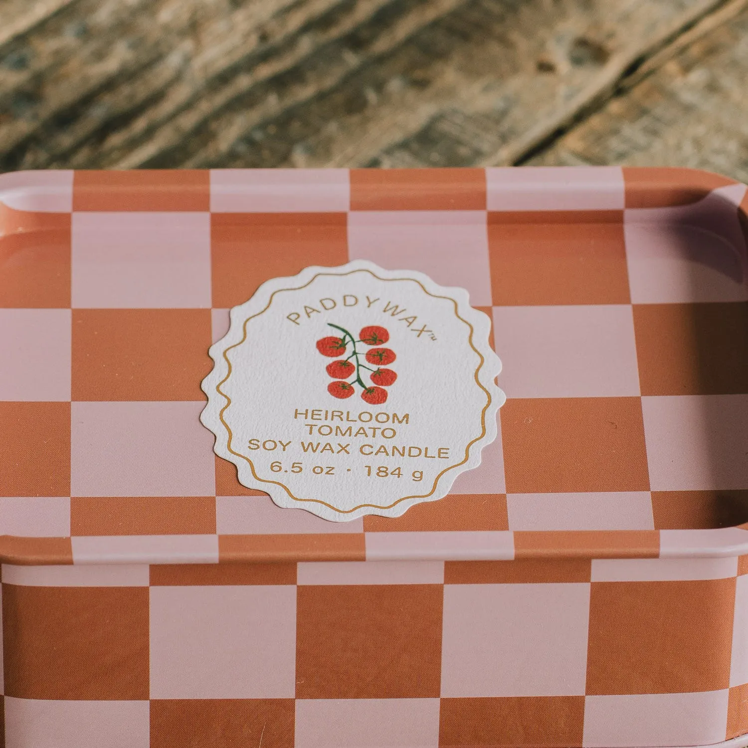 Heirloom Tomato Double Candle in Tin - Ceramic