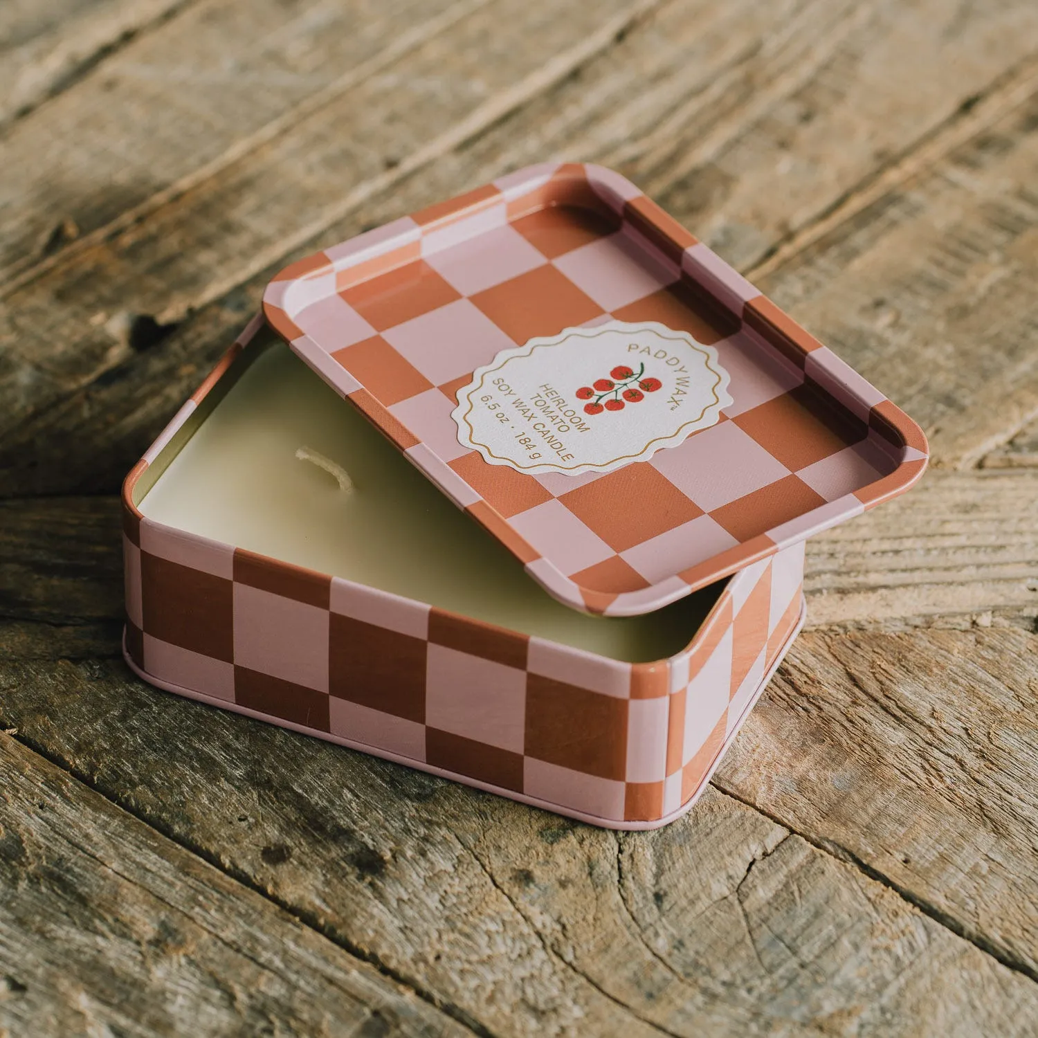 Heirloom Tomato Double Candle in Tin - Ceramic