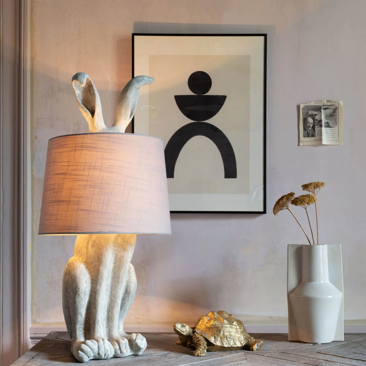 Hetty Hare Table Lamp - Off-White, Resin