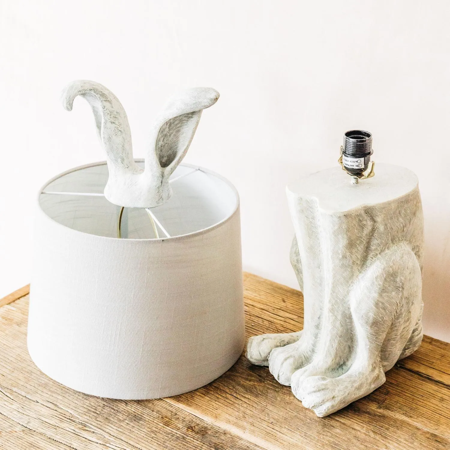 Hetty Hare Table Lamp - Off-White, Resin