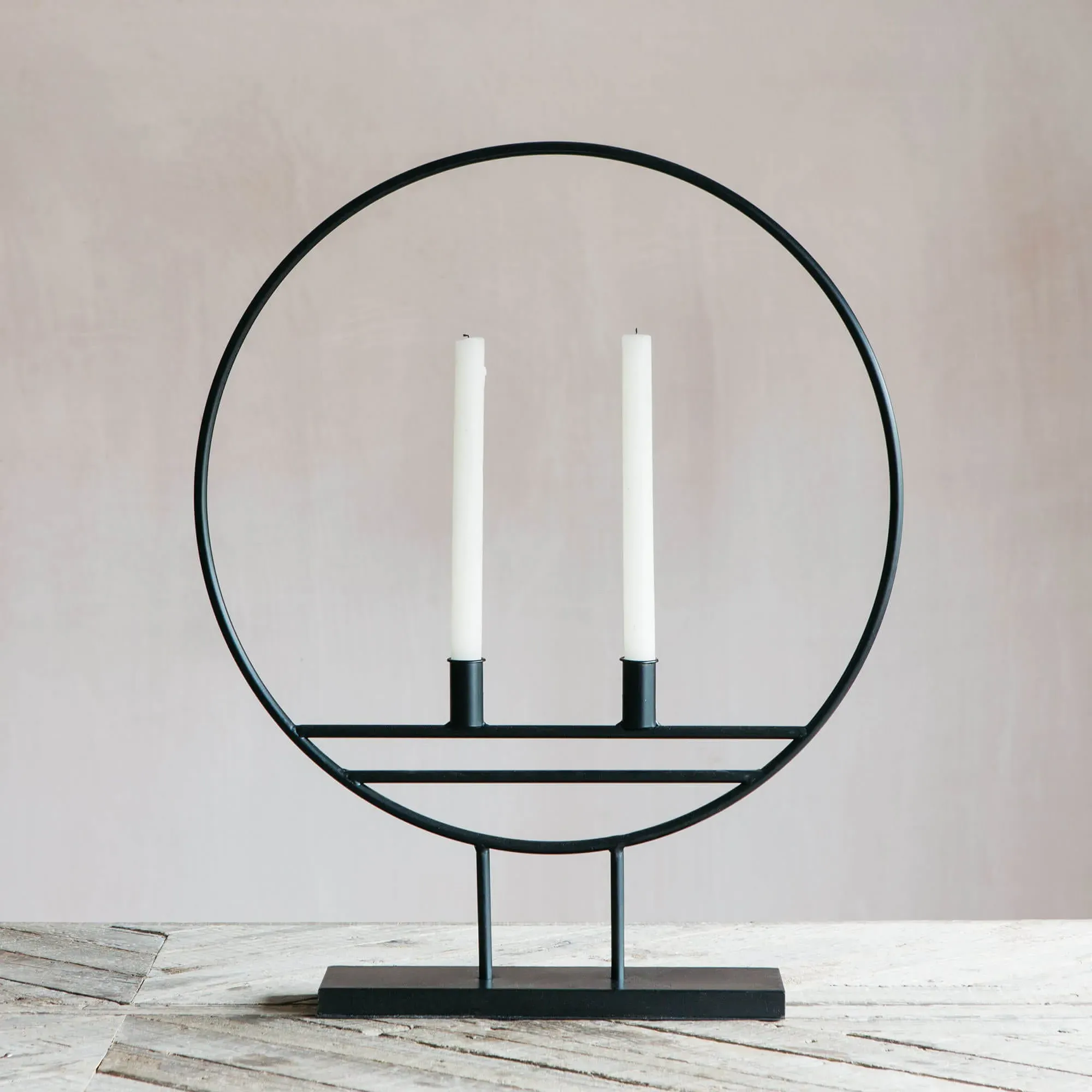 Hoop Candle Holder - Black, Metal