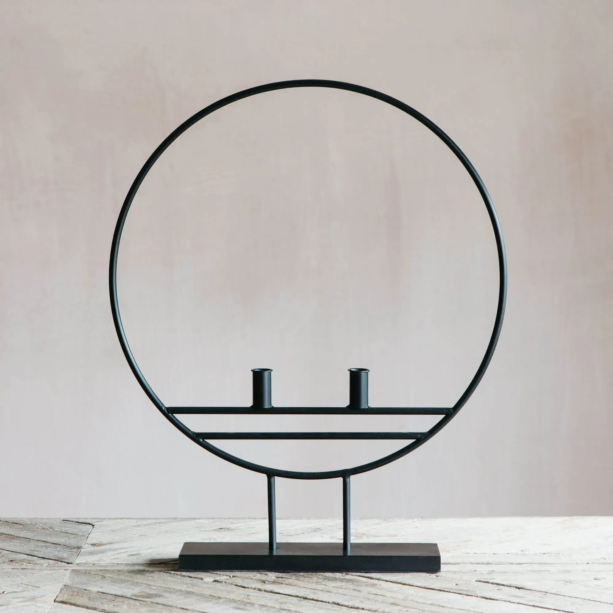 Hoop Candle Holder - Black, Metal