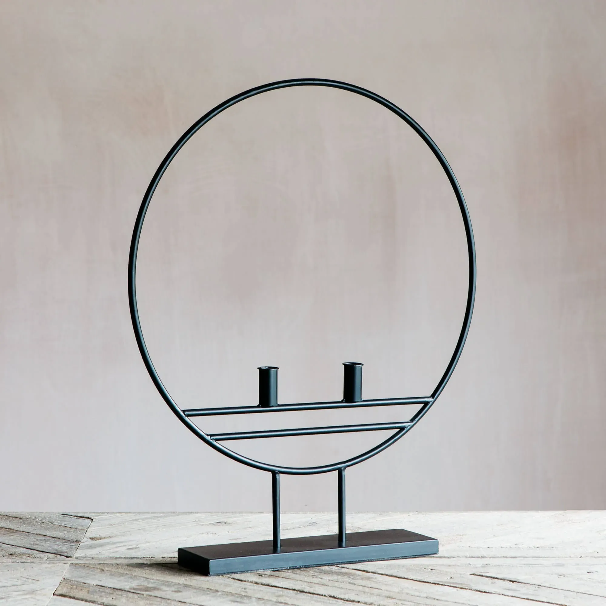 Hoop Candle Holder - Black, Metal