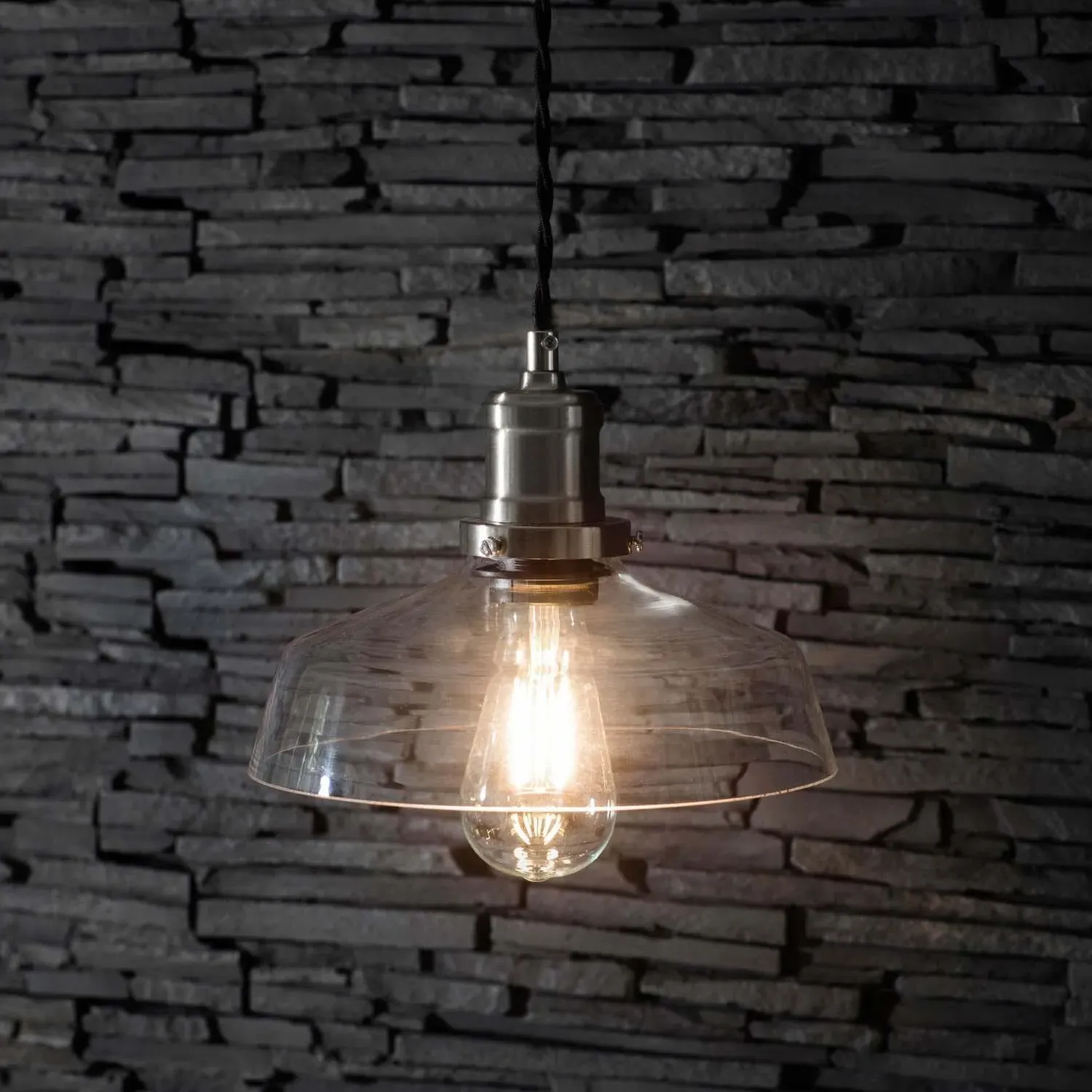 Hoxton Glass Pendant Light - Satin Nickel image