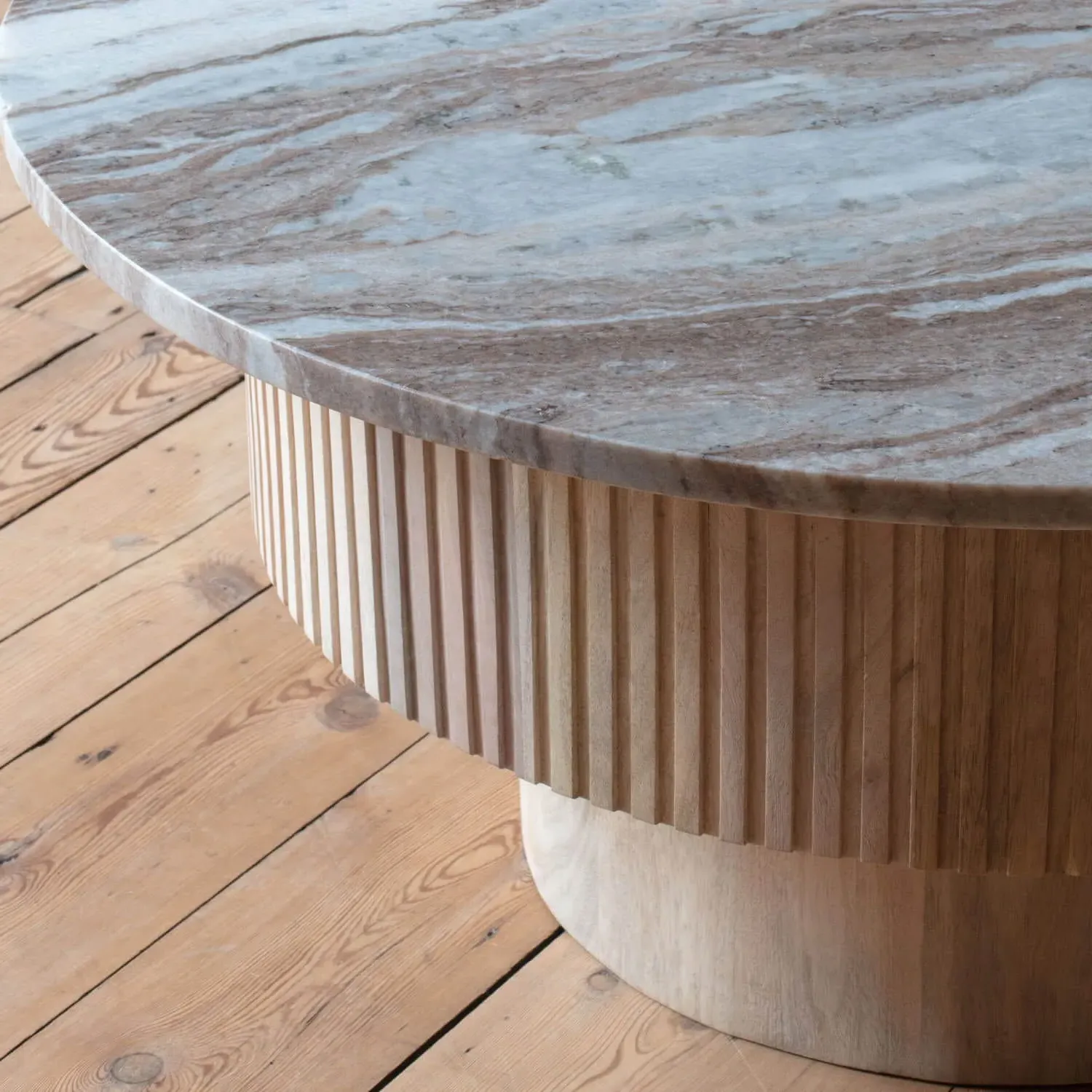 Isla Round Coffee Table - White Wash, Mango Wood