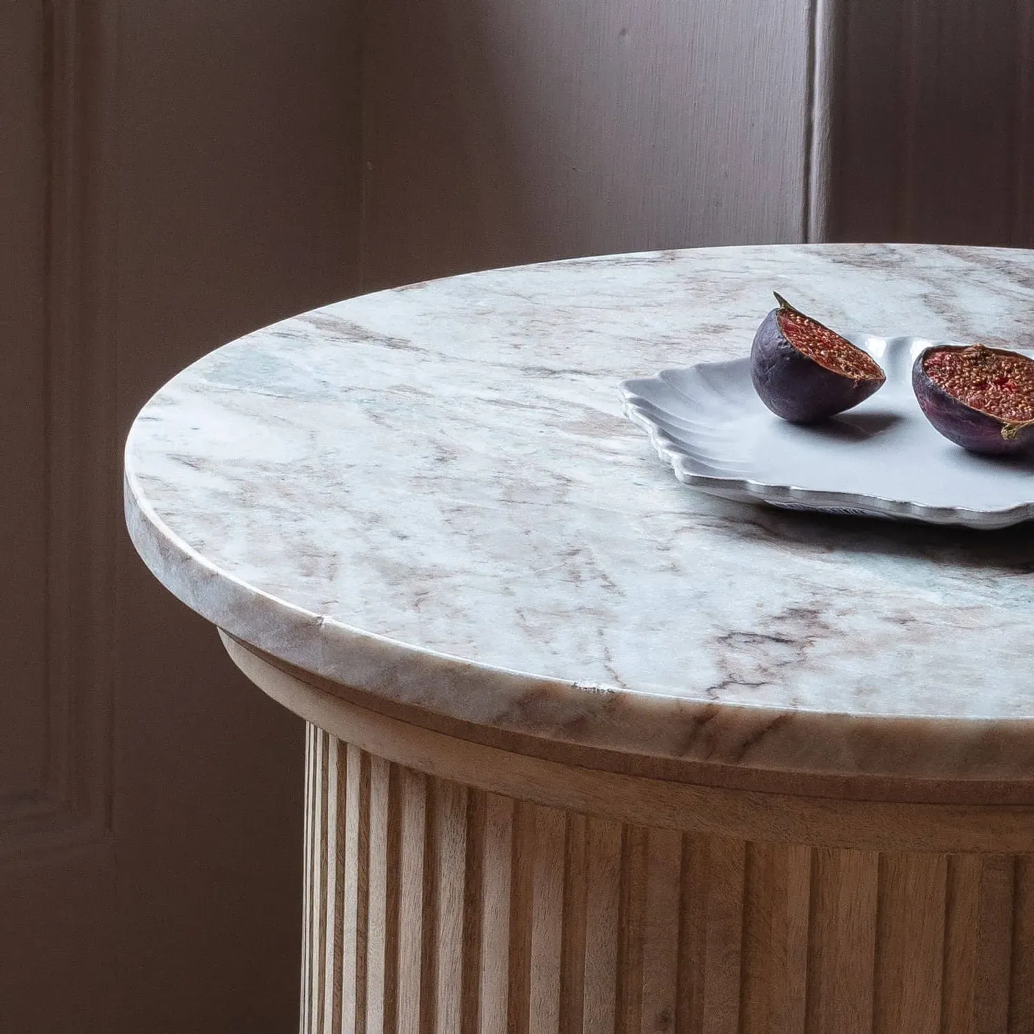 Isla Round Side Table - White Wash, Mango Wood