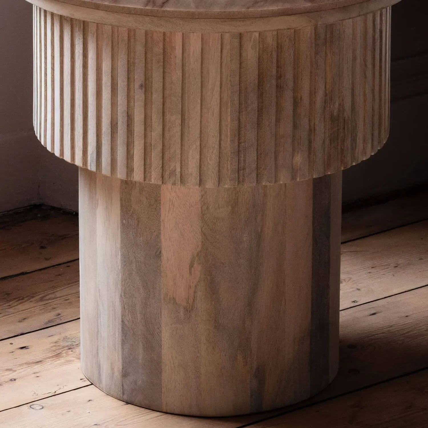 Isla Round Side Table - White Wash, Mango Wood