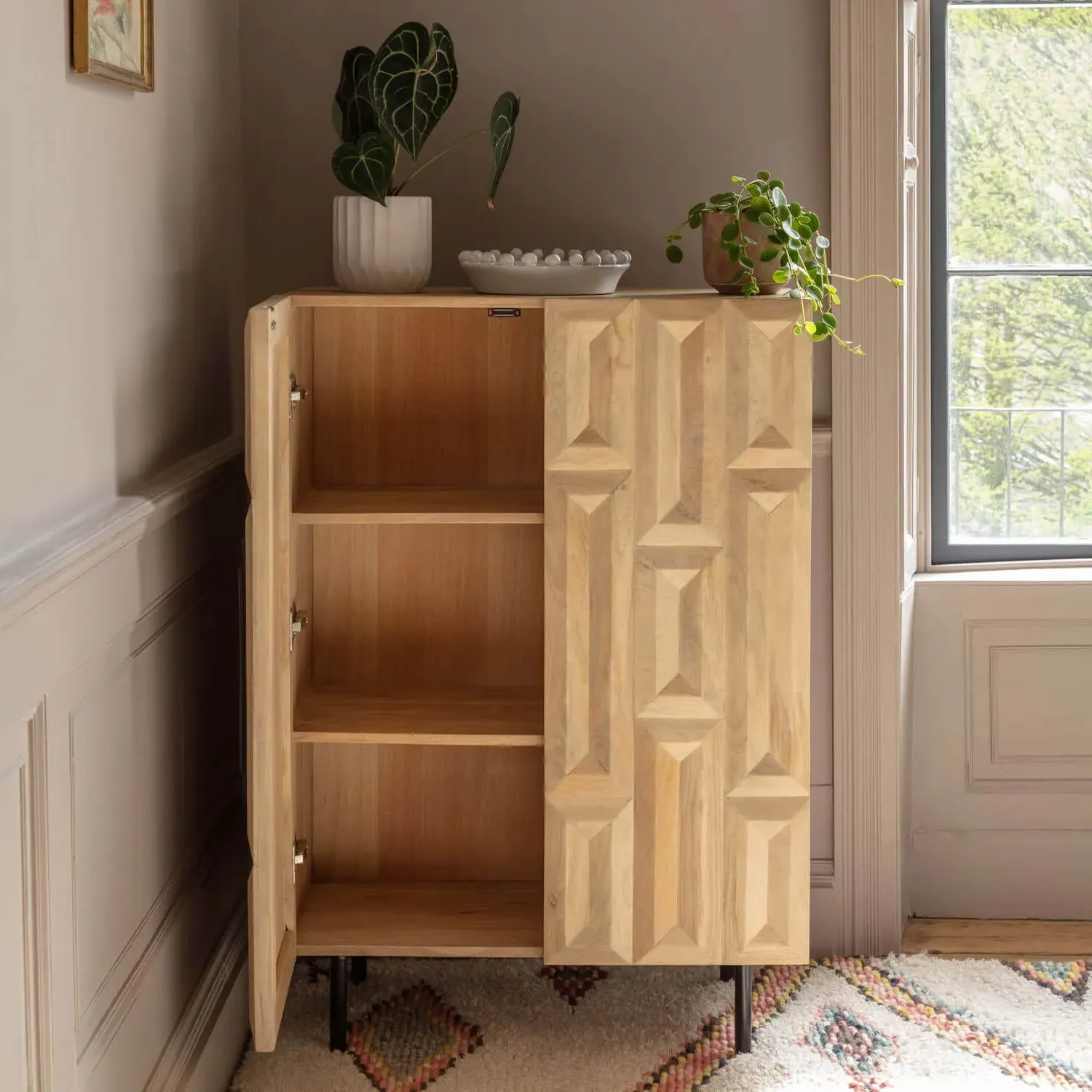 Iva Two Door Cupboard - Mango Wood