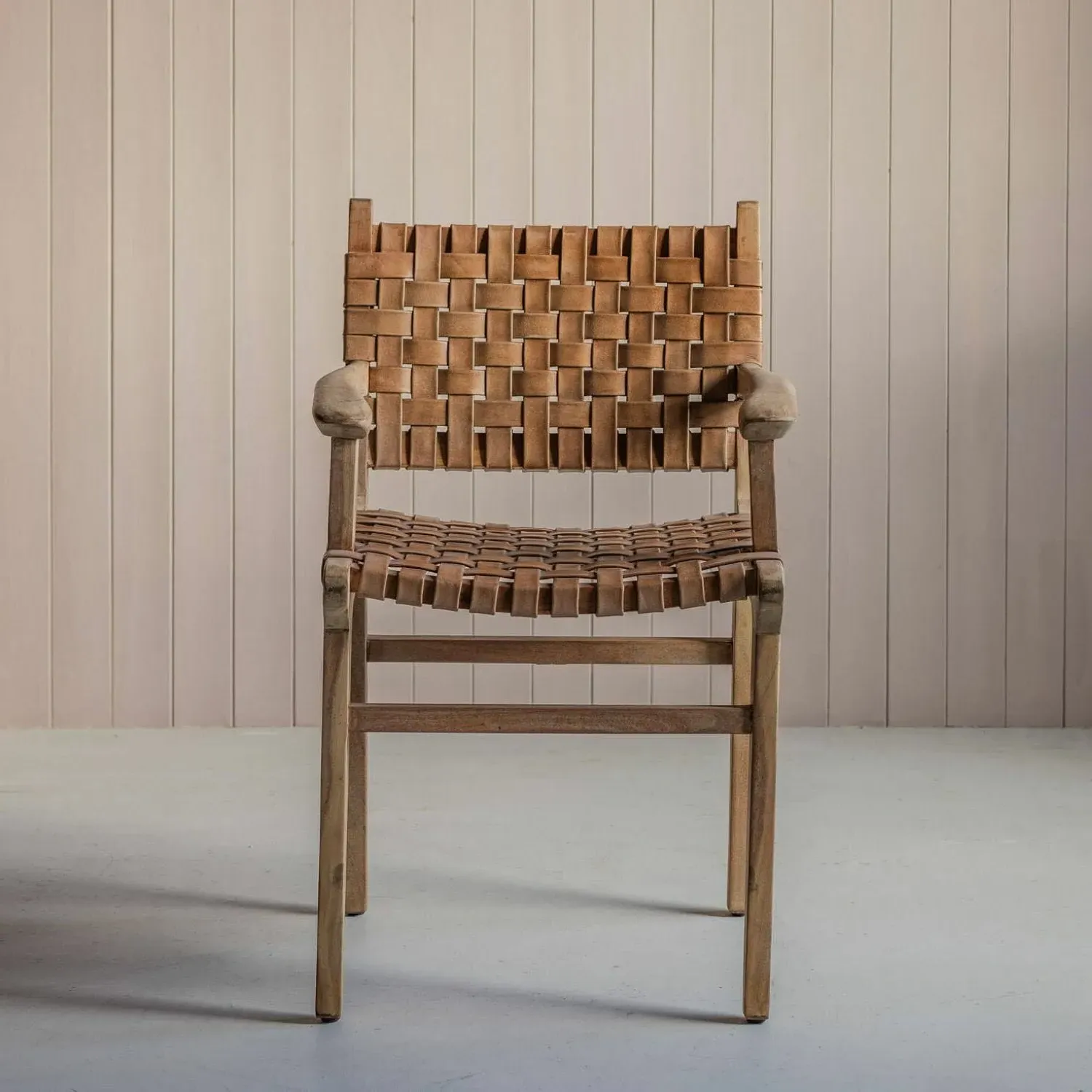 Ivan Leather Armchair - Golden Brown, Acacia Wood