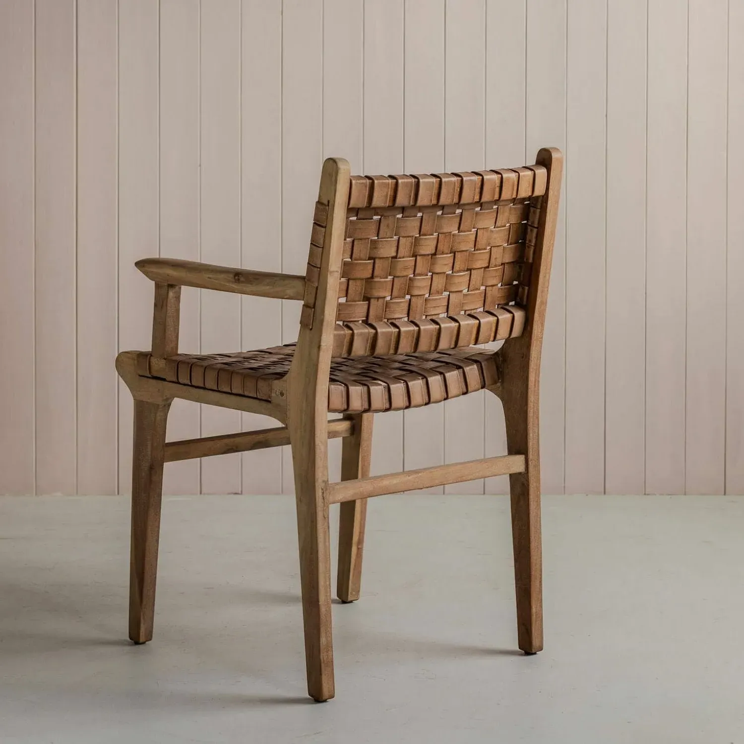 Ivan Leather Armchair - Golden Brown, Acacia Wood